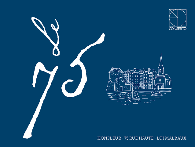 anne bassam - Illustration en blanc d'une signature ou écriture manuscrite sur fond bleu, avec un dessin de bâtiments et de bateaux sur la rivière, et un logo en haut à droite.