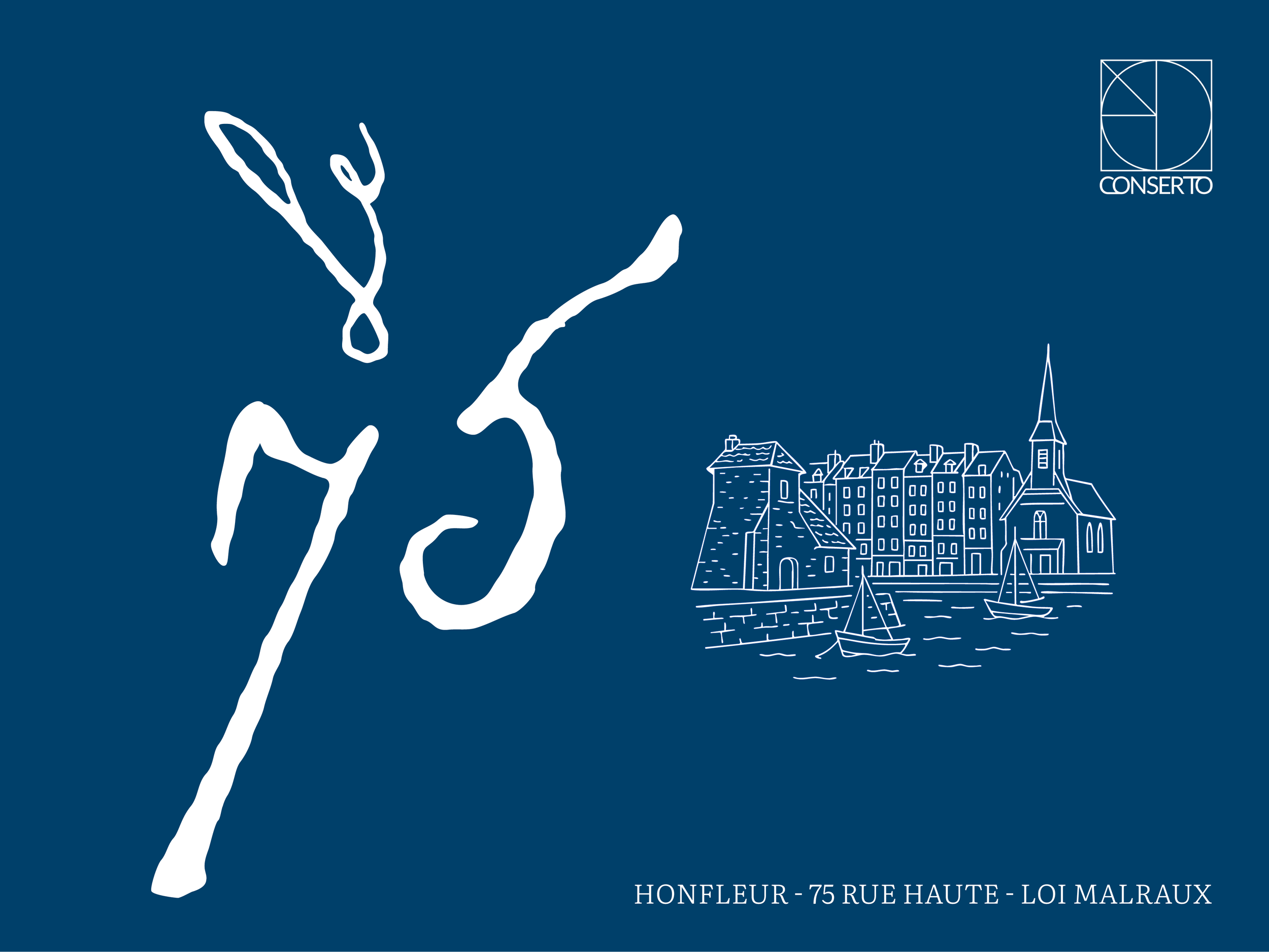 Couverture de la brochure 75 rue haute à Honfleur, design graphique par Anne Bassam