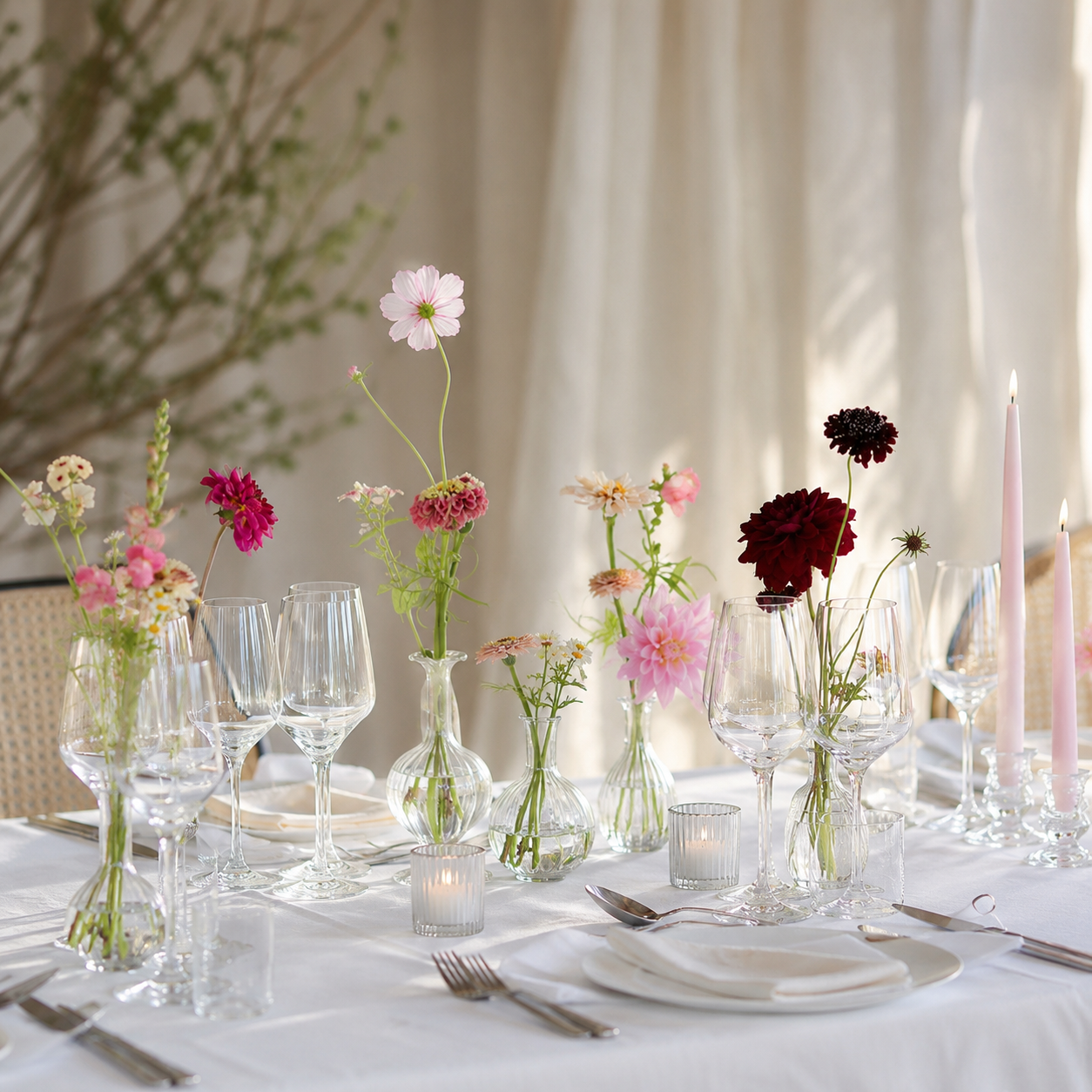 Bud vase collection arrangement