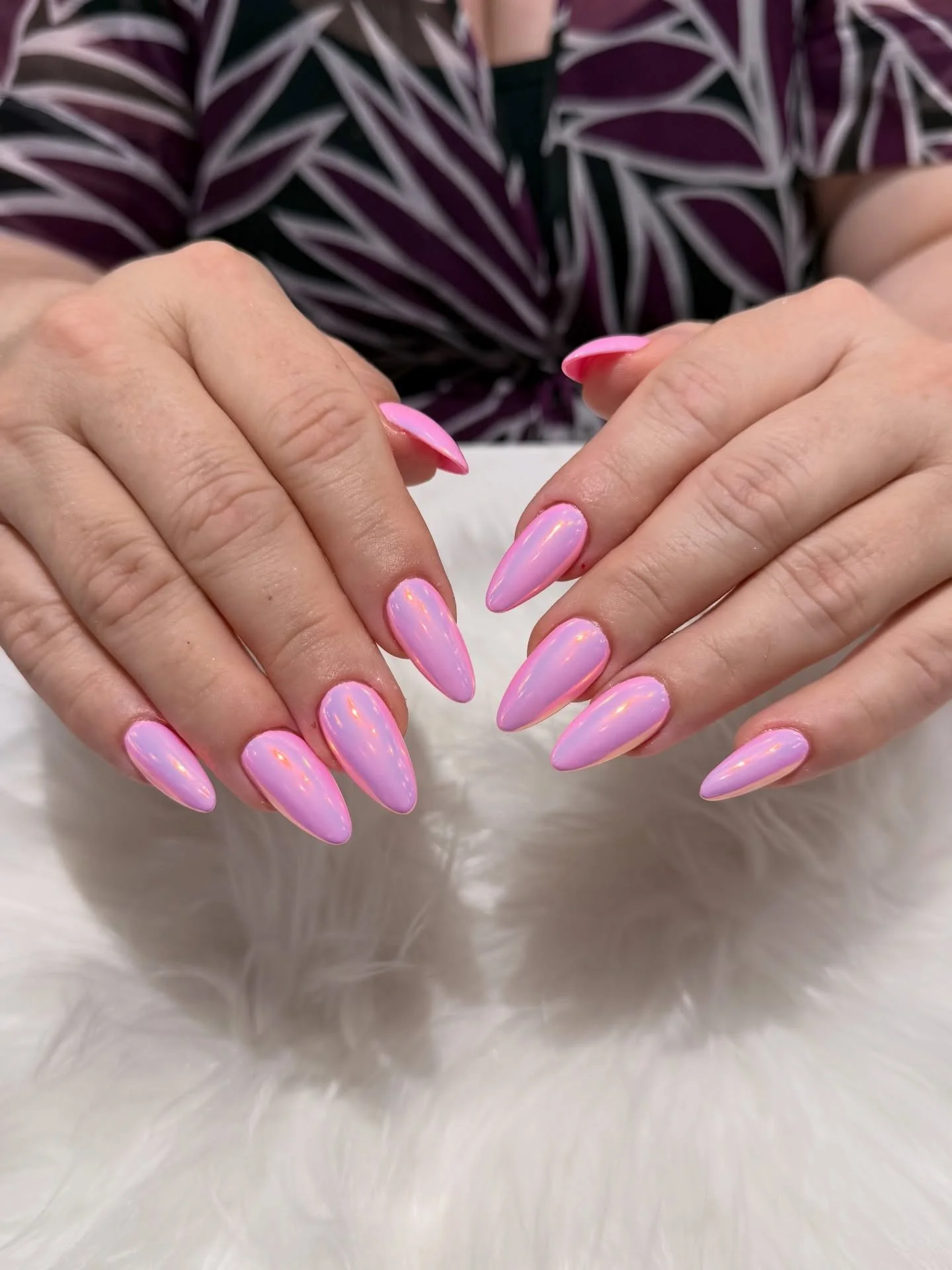 Barbie called, she wants her nails back! 
Pink chrome almond perfection with that dreamy iridescent glow. Who else is obsessed? 


  #Bellagionailsparaleigh #pink #chrome #fyp #nail 
 
BELLAGIO NAIL SPA
📍8845 Six Forks Rd
  Raleigh, NC 27615 
☎️