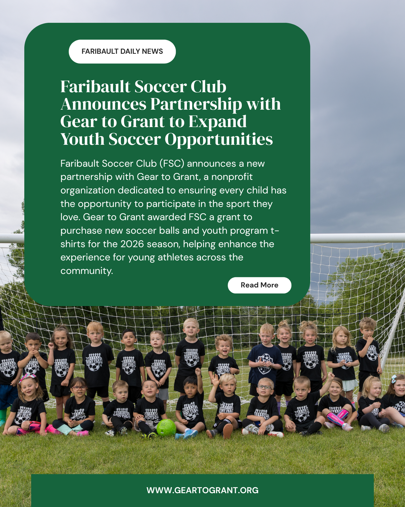 Gear to Grant Partners with Faribault Soccer Club to Help More Kids Play