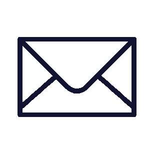 Line drawing of an envelope, representing email or messaging.