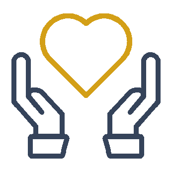 Two hands holding a heart outline.