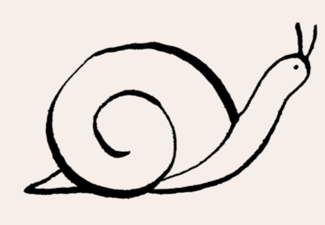 Simple black and white line drawing of a snail.