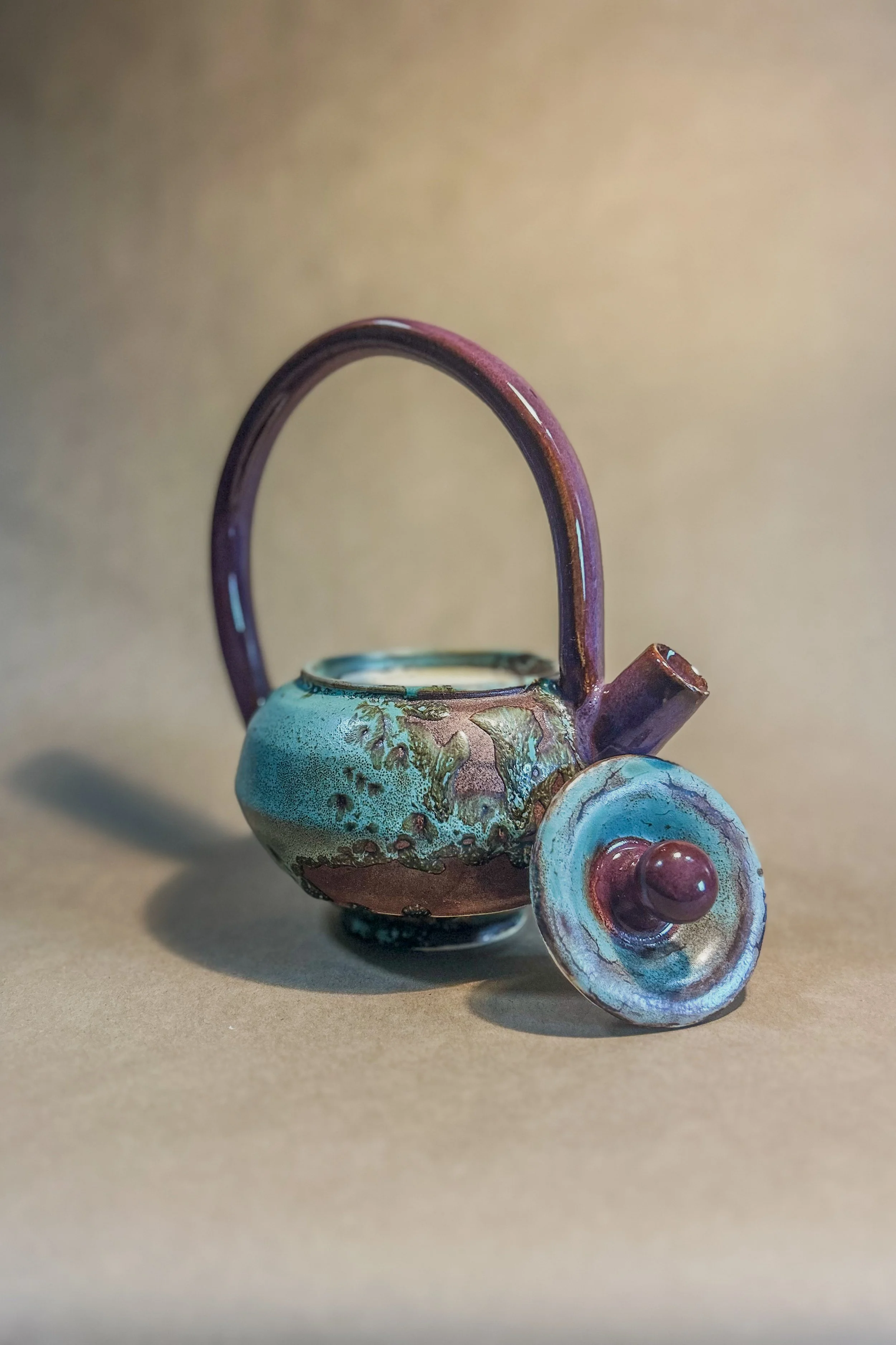 Teapot Finished with High Fire Glaze
Reclaimed Clay - Pottery Wheel Thrown