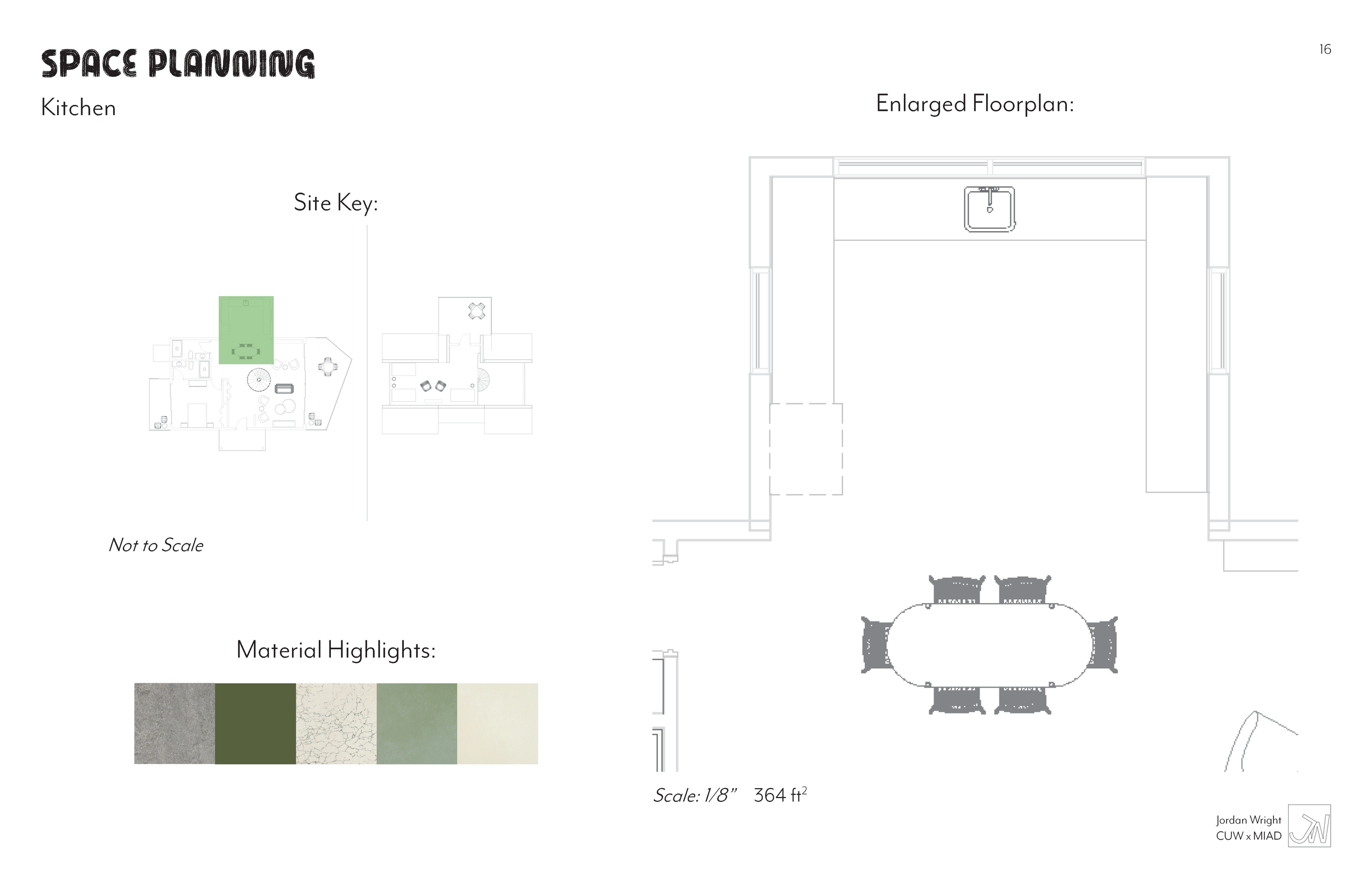 Floor plan of a kitchen with a dining area table and chairs, featuring a sink and surrounded by walls, with a key indicating its context in a space planning project.