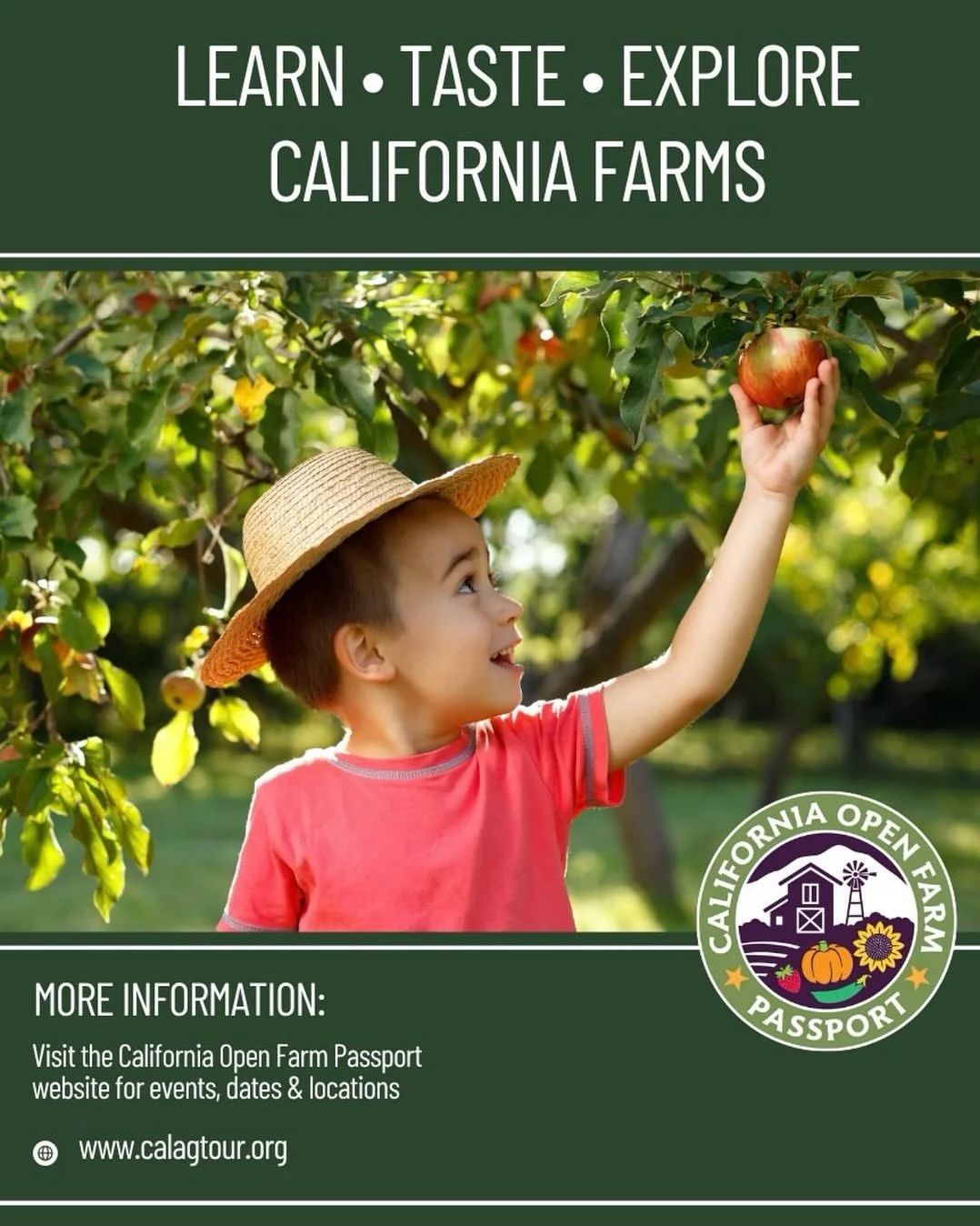 Shining the light on our incredible sponsors, CA Open Farm Passport @caopenfarmpassport and UC SAREP @ucsarepagritourism, featuring over 130 farms across nine counties, promoting agritourism through events. 🤠🧡🙌

The California Open Farm Passport i