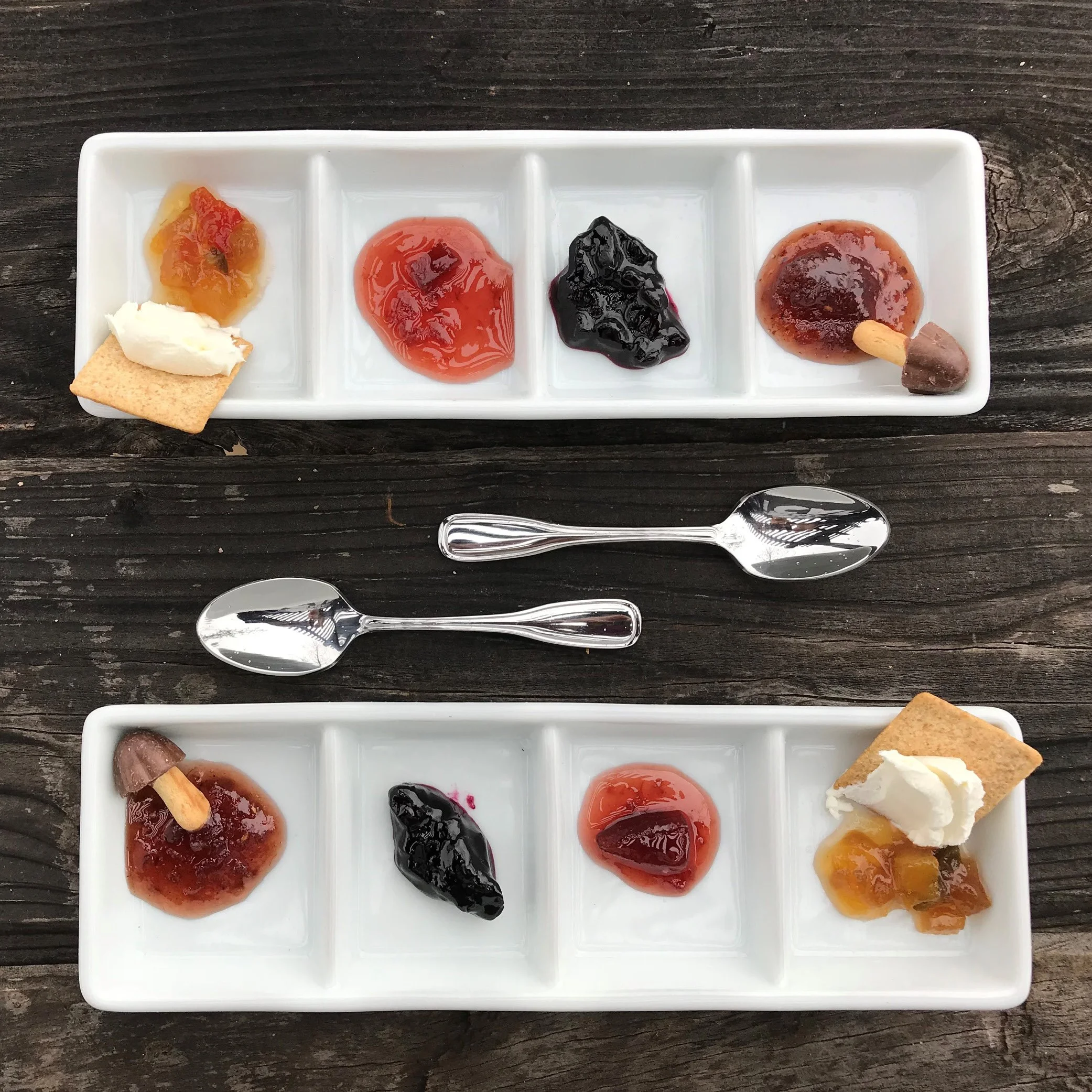 Assortment of jams for tasting