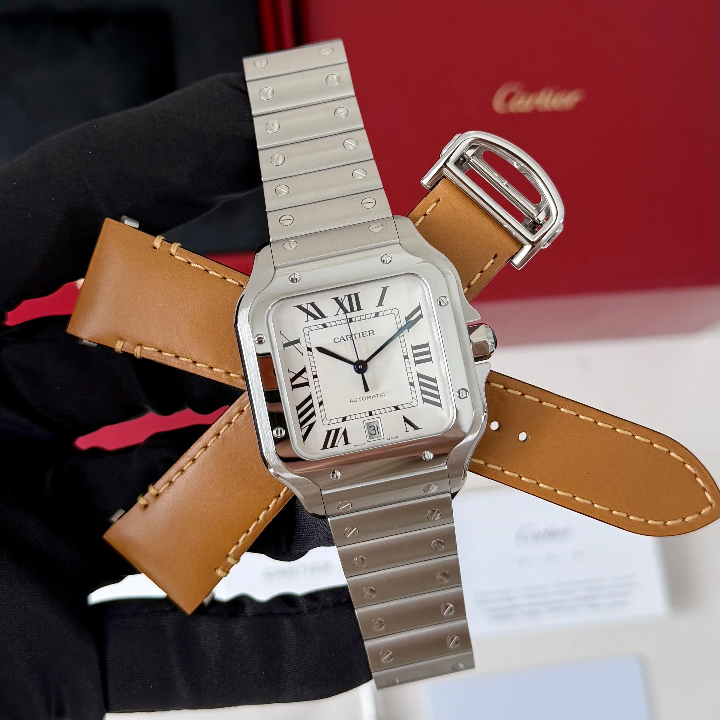 Cartier Santos de Cartier Large 39.8mm White Dial WSSA0018 Complete Set 2024