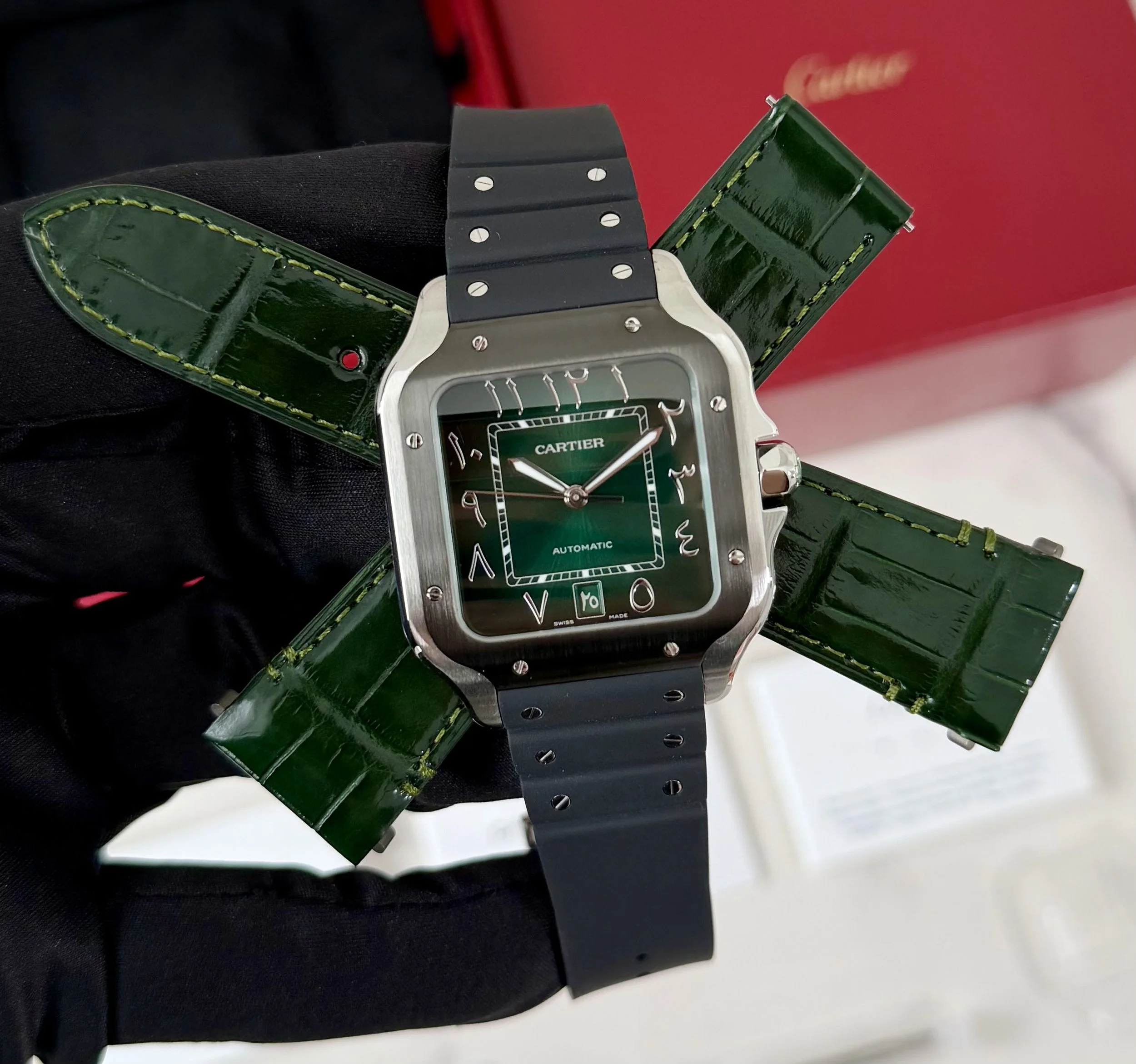 Cartier Santos Arabic Green Dial Large WSSA0055 2024 Middle East Edition Unworn