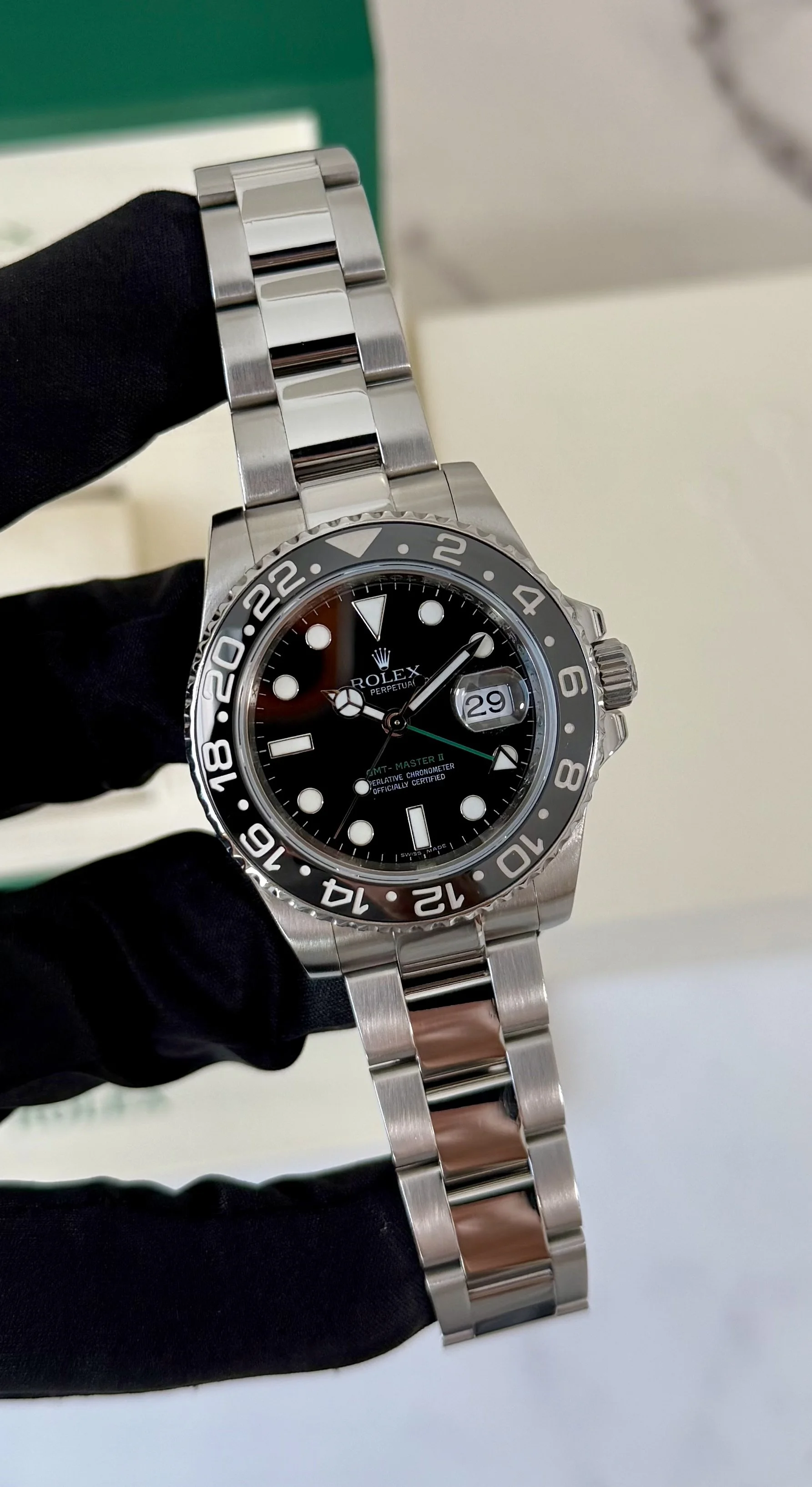 Rolex GMT-Master II 116710LN Green Arrow 40mm With Box Black Dial