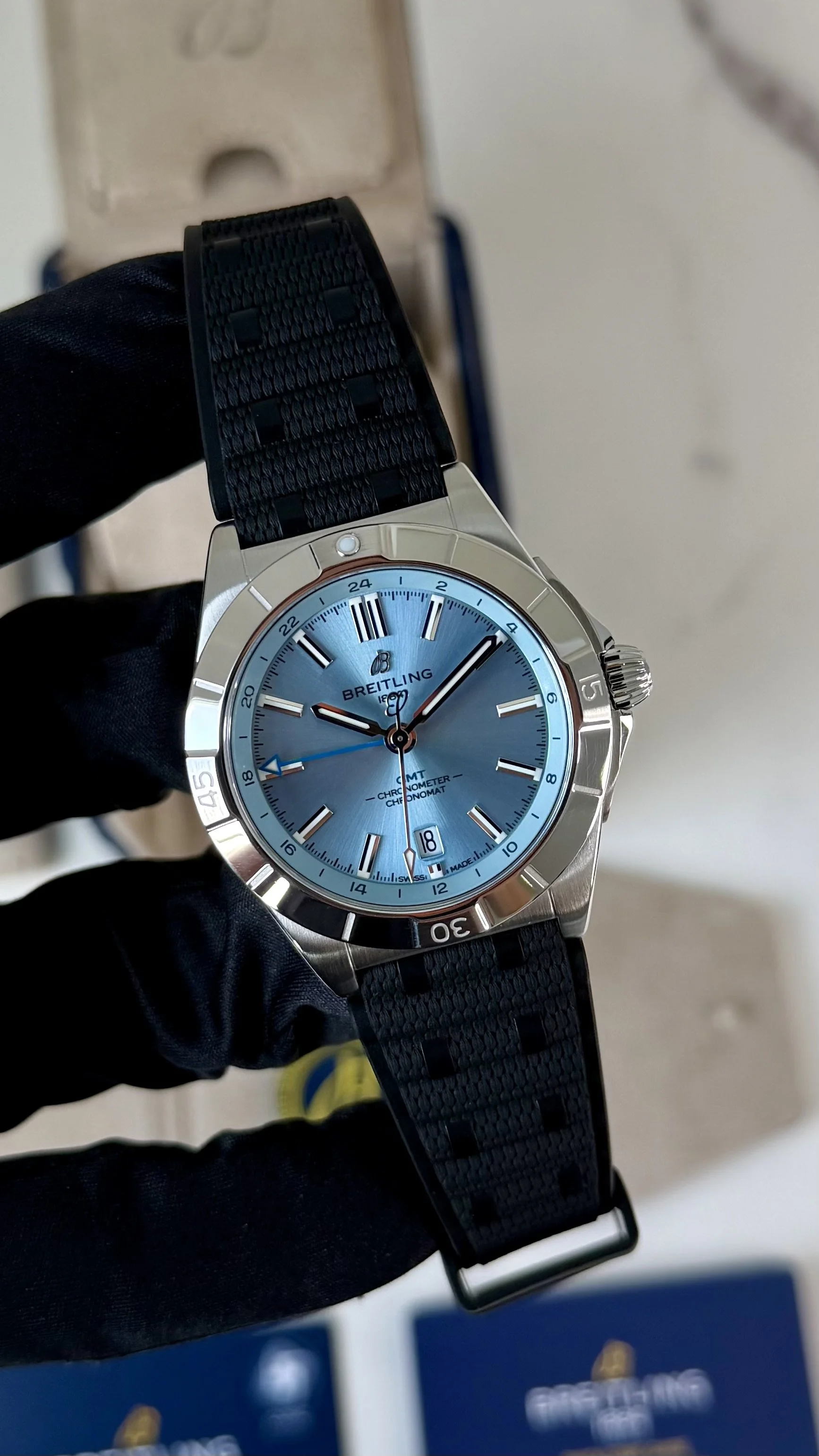 Breitling Chronomat 2025 Automatic GMT 40 Ice Blue Platinum Bezel P32398101C1S1