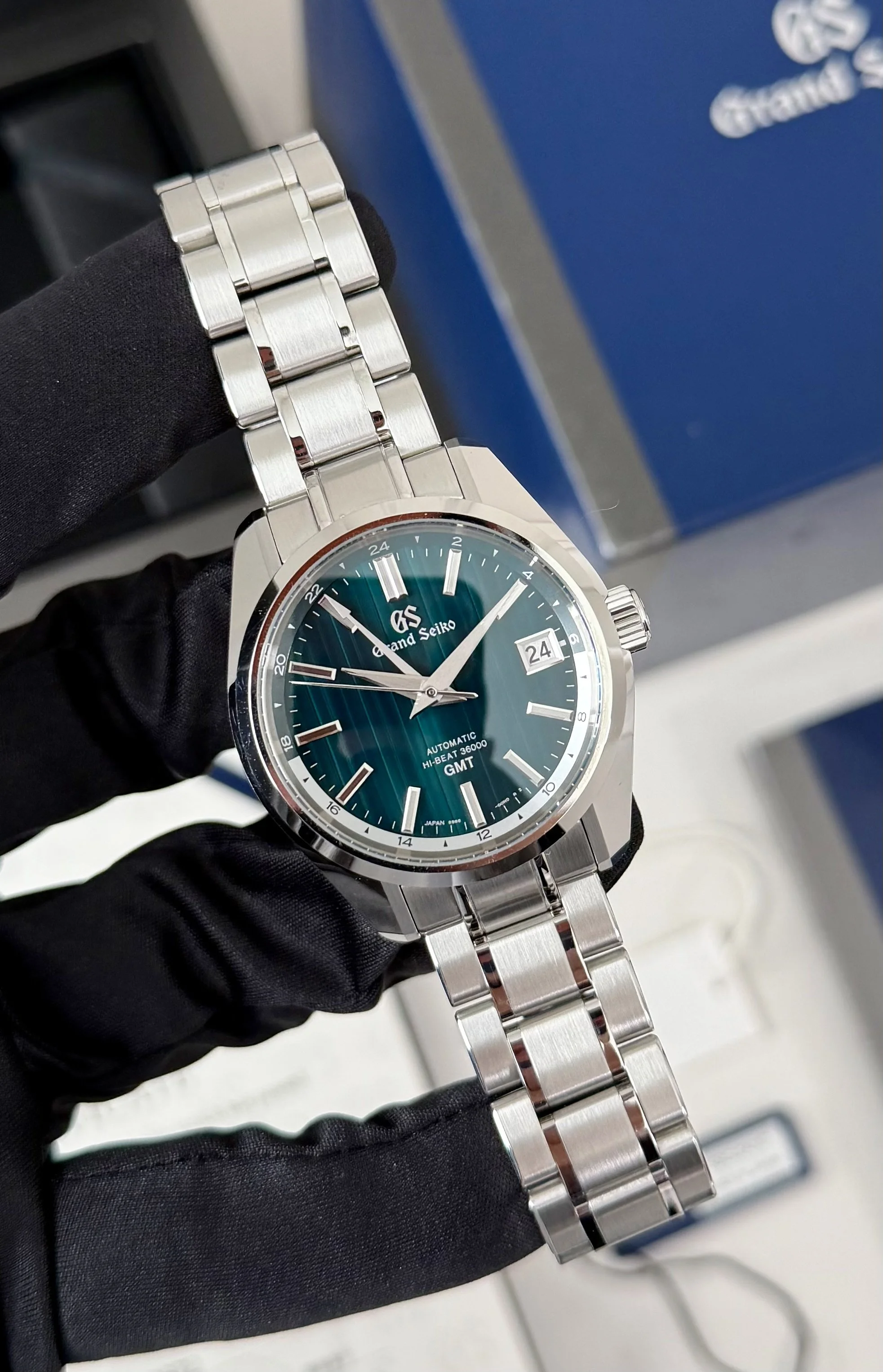 Grand Seiko Heritage SBGJ241G GMT Limited Edition Stainless Steel Matrix Green