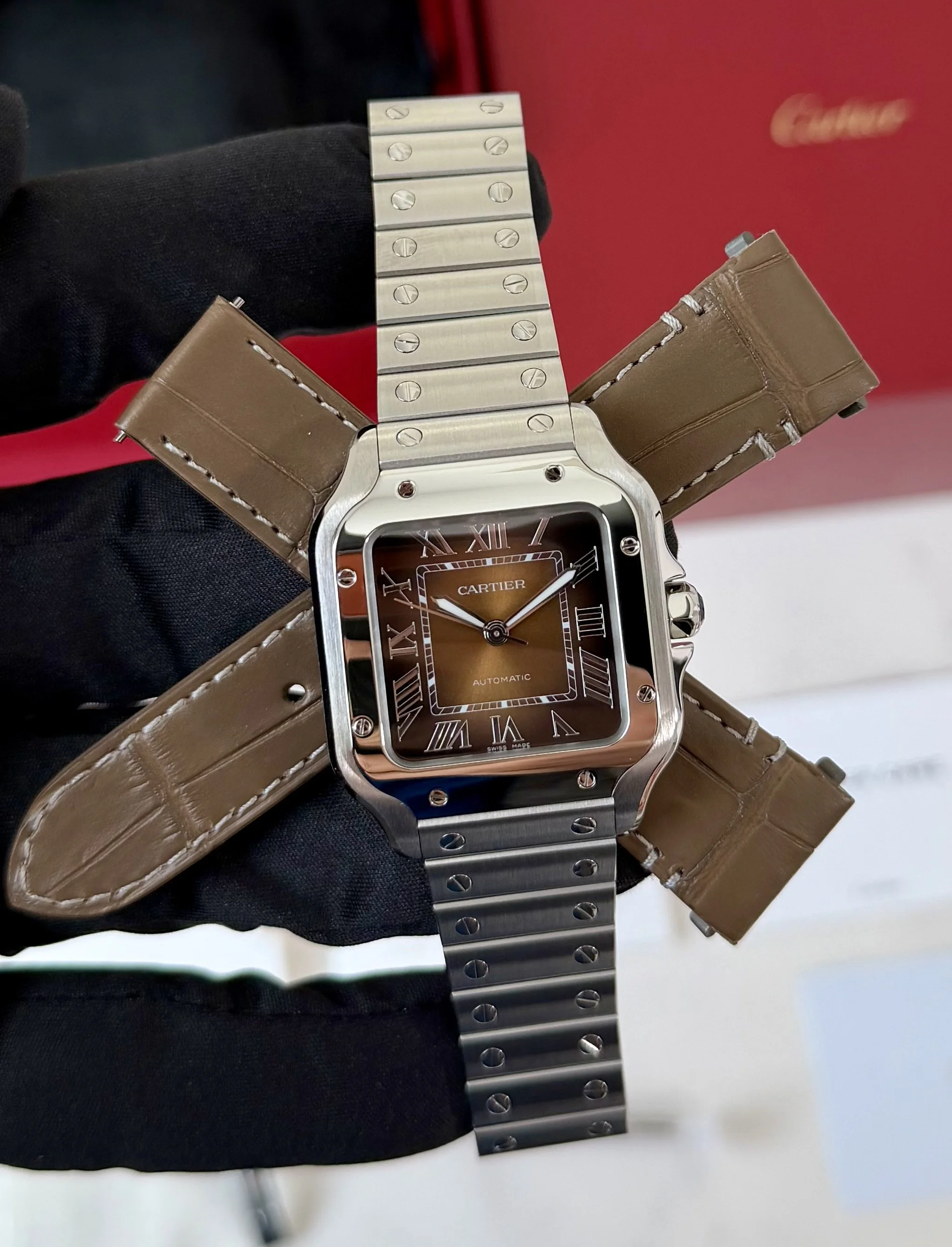Cartier Santos De Cartier Brown Dial Unworn Medium WSSA0065 Complete Set 2025