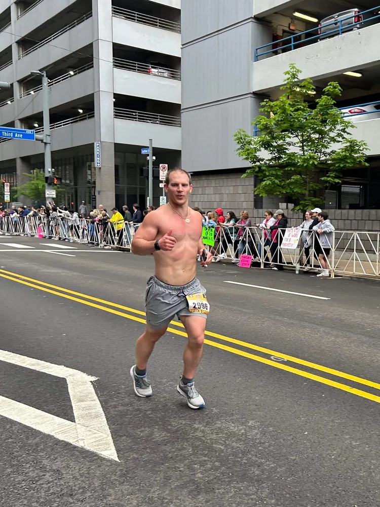 Coach Mike running a marathon