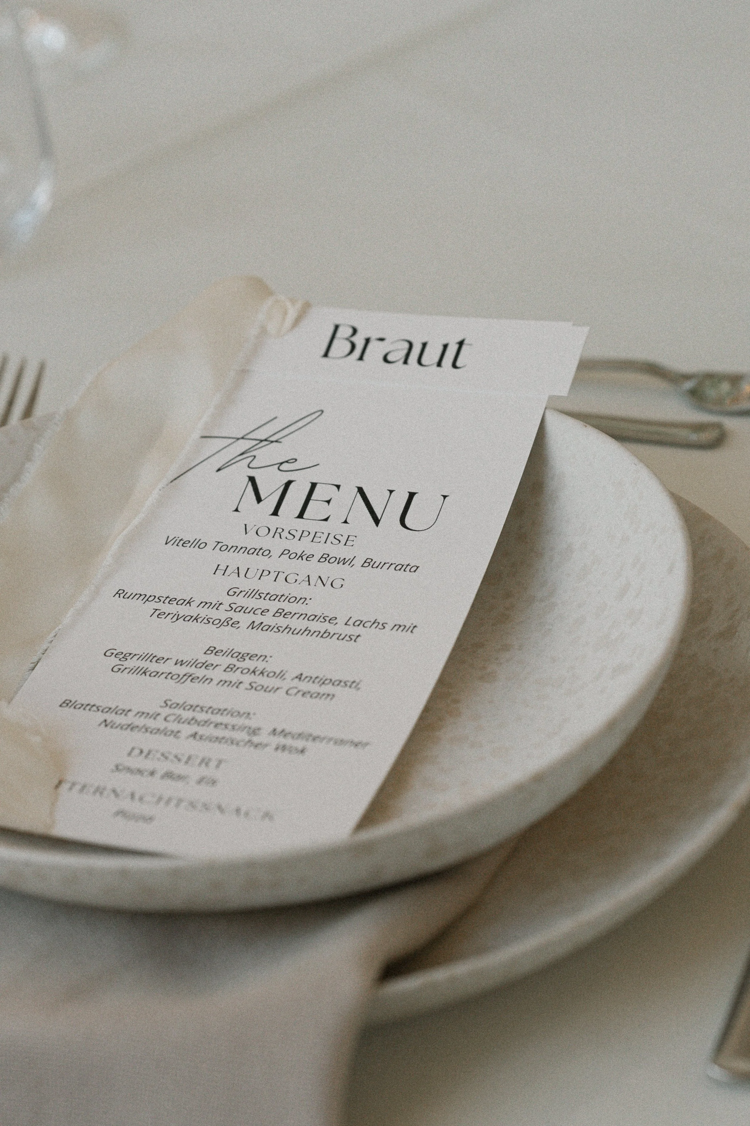 Detail shot from a menu card of a wedding.