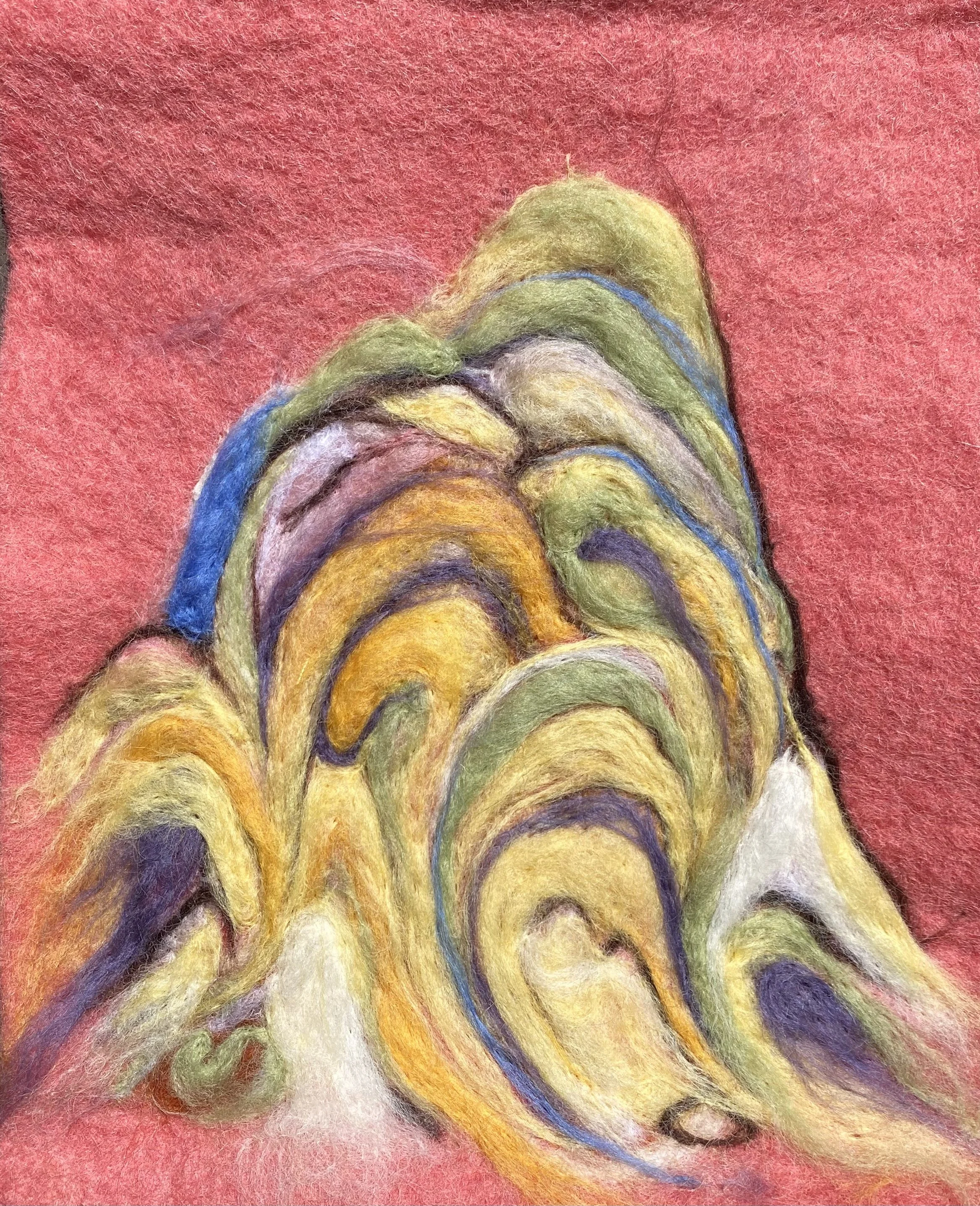 Alieh Rezaei "Joyous March of Colorful Heights" (2023)
Felt, 8" x 10", $250