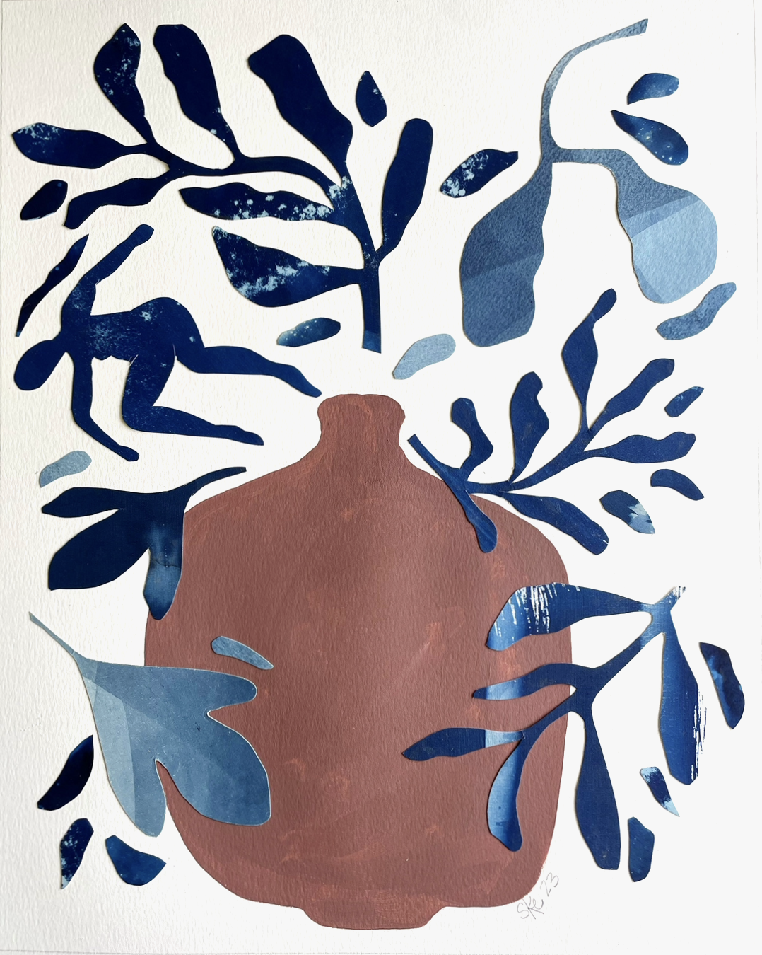 Sara Kate Eberhart "Let it Flow" (2023)
Indigo Dyed and Cyanotype Collage with Acrylic, 22" x 26", $525