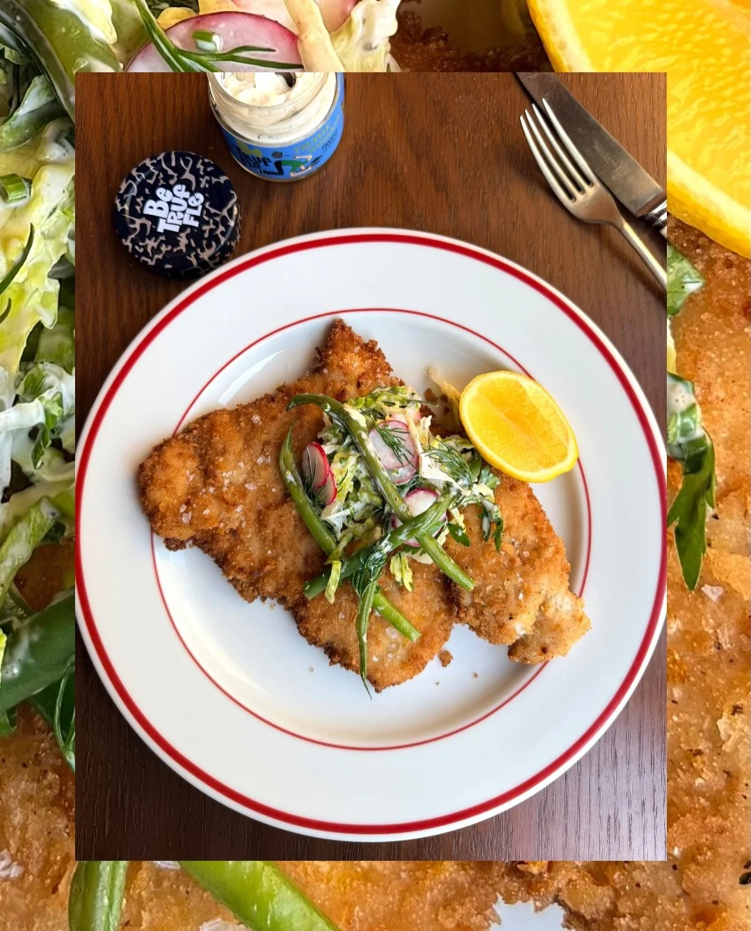 What could be better than a crispy chicken schnitzel? A Truffled chicken schnitzel!
#AD I&rsquo;ve collaborated with @betruffle__ to create this ultimate schnitzel recipe using their truffle mayonnaise. 
Swipe for the recipe 👉🏻

Find selected @betr