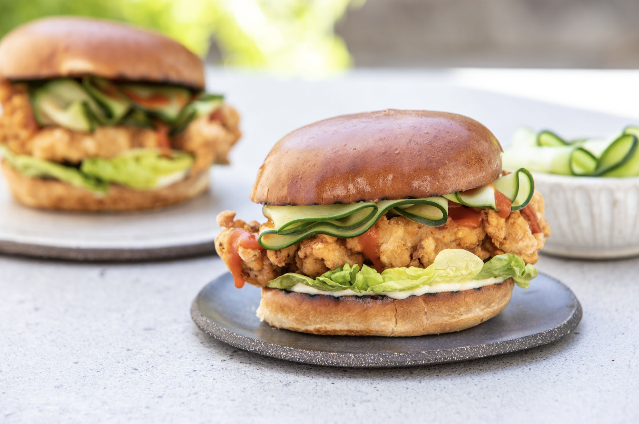 KFC with elderflower pickled cucumber
Photographer: Andrew Hayes-Watkins