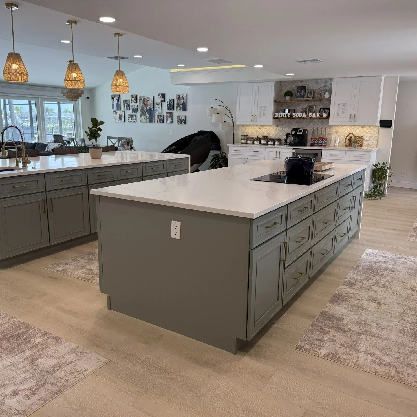 What started as an empty shell is now a bright, open waterfront kitchen designed for gathering, entertaining, and making memories. Two oversized islands, custom cabinetry, and a complete transformation from the ground up.

#BeforeAndAfter #HomeTransf