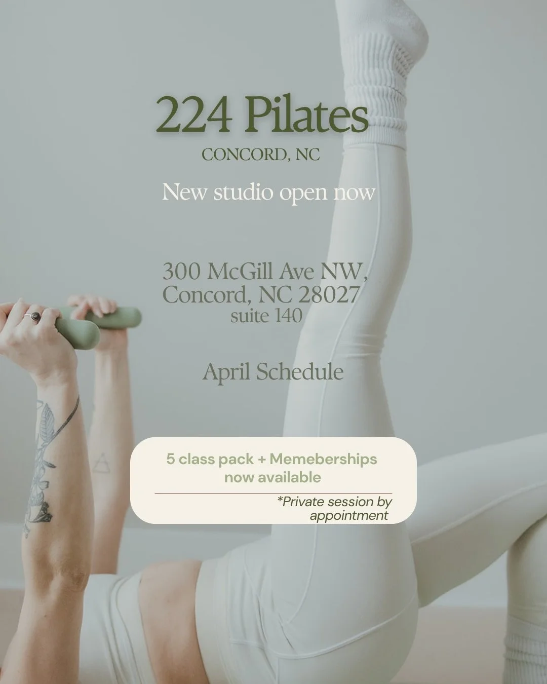 Schedule for the rest of April! Added heated Pilates &amp; praise on Tuesday mornings at 8AM for all my friends who can&rsquo;t make it at night! See you on the mat a 224!