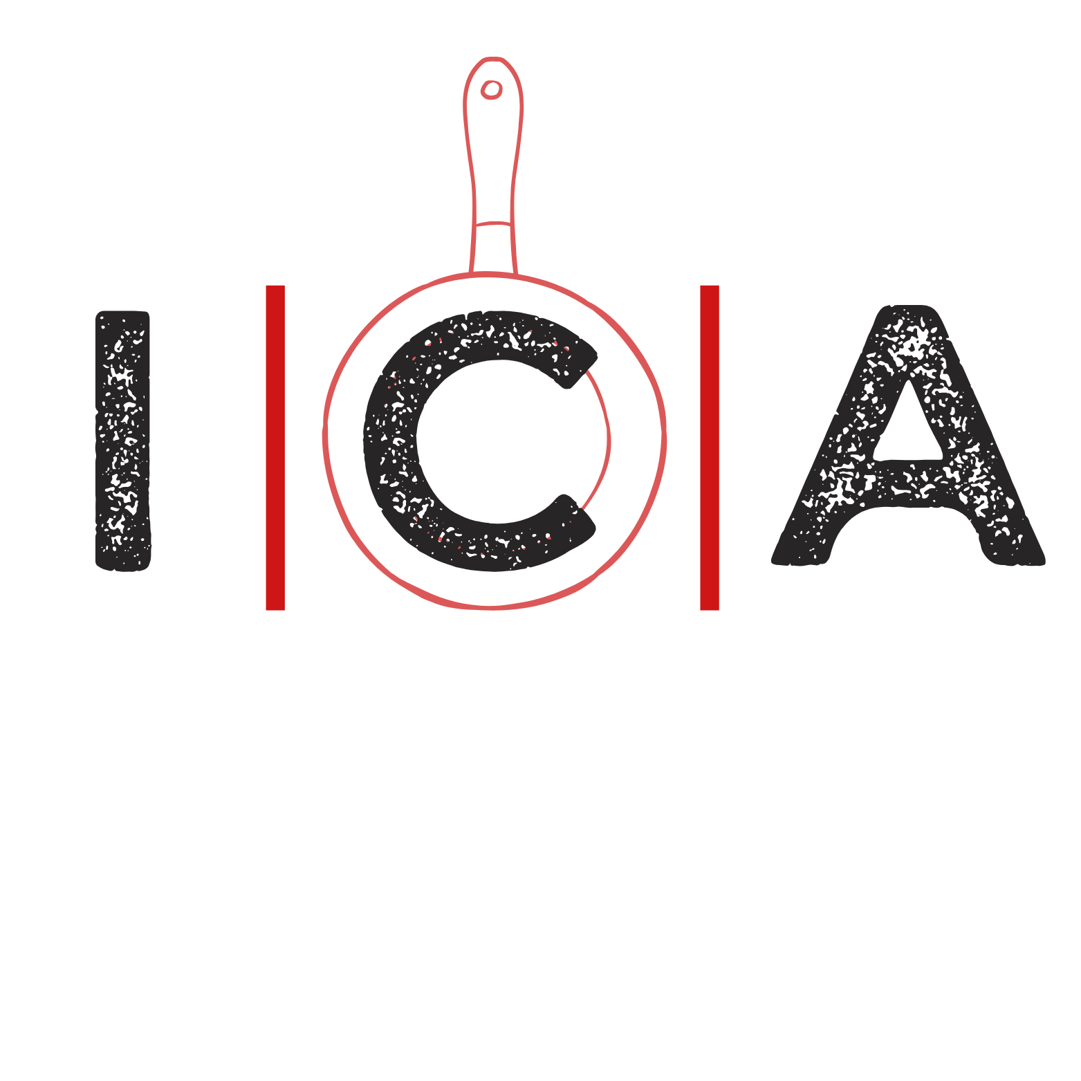 Logo for ICA an in culinary academy featuring the initials I, C, and A, with a frying pan incorporated into the design.
