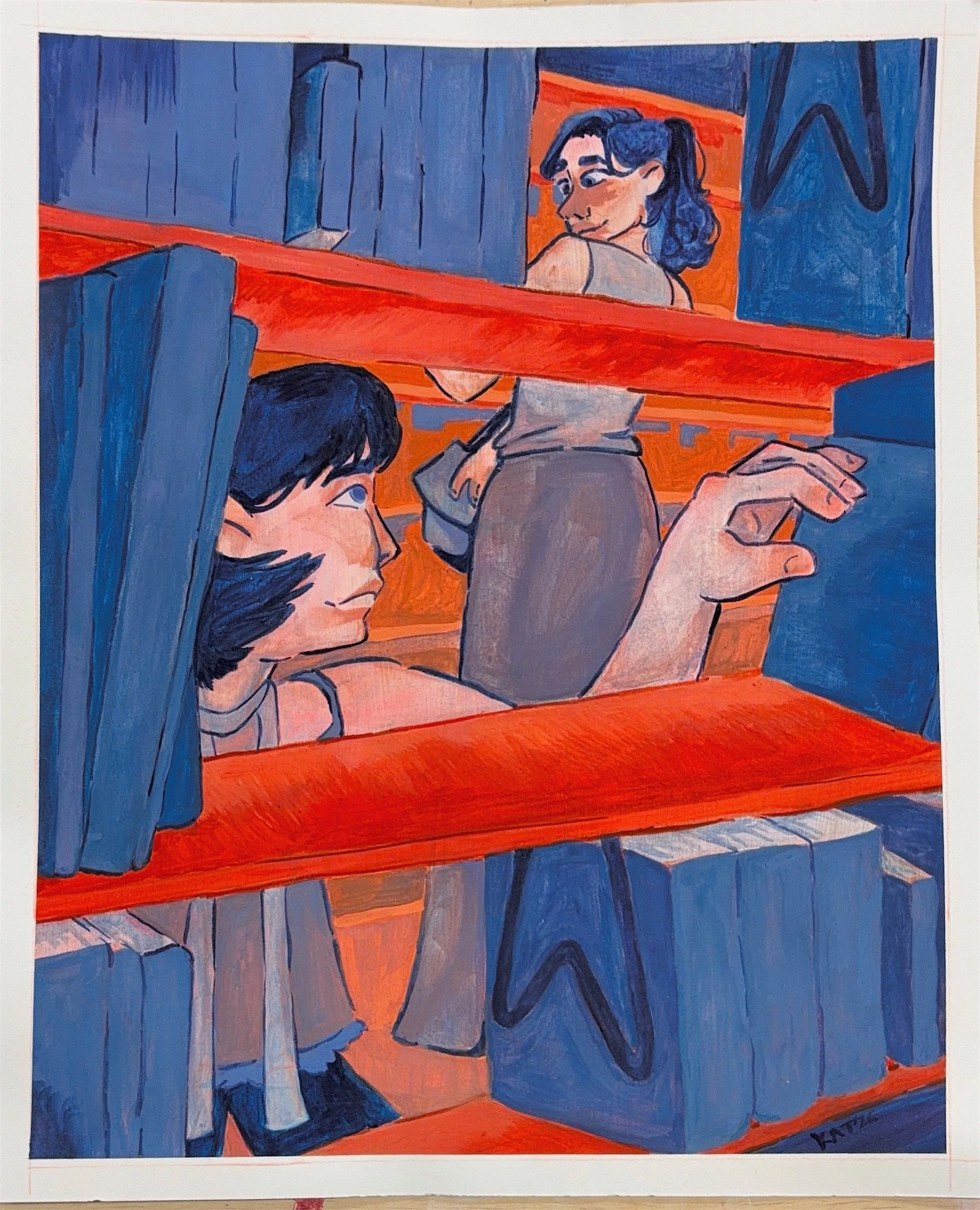 Meeting in the Library (designer gouache)(2026)