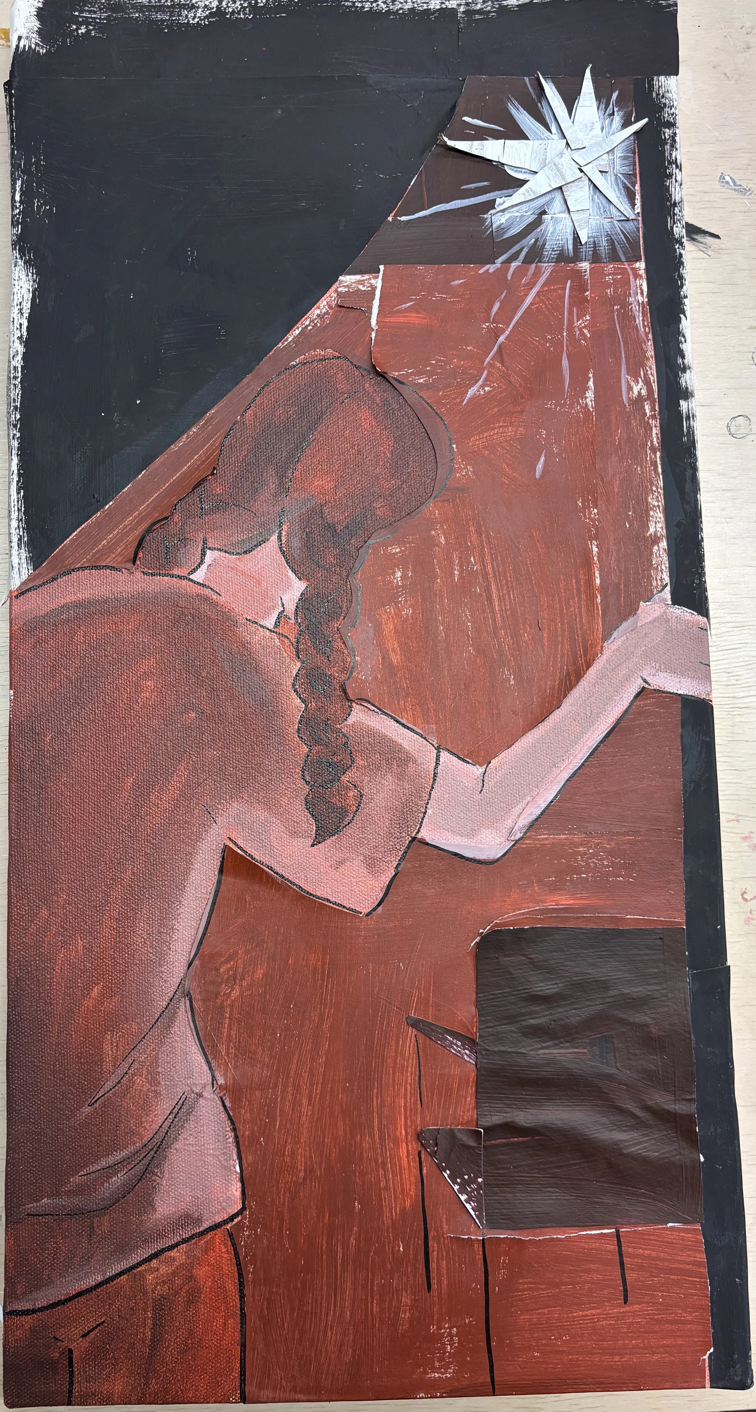 Light (acrylic paint, college, and ink) (2025) (1/3 triptych) 