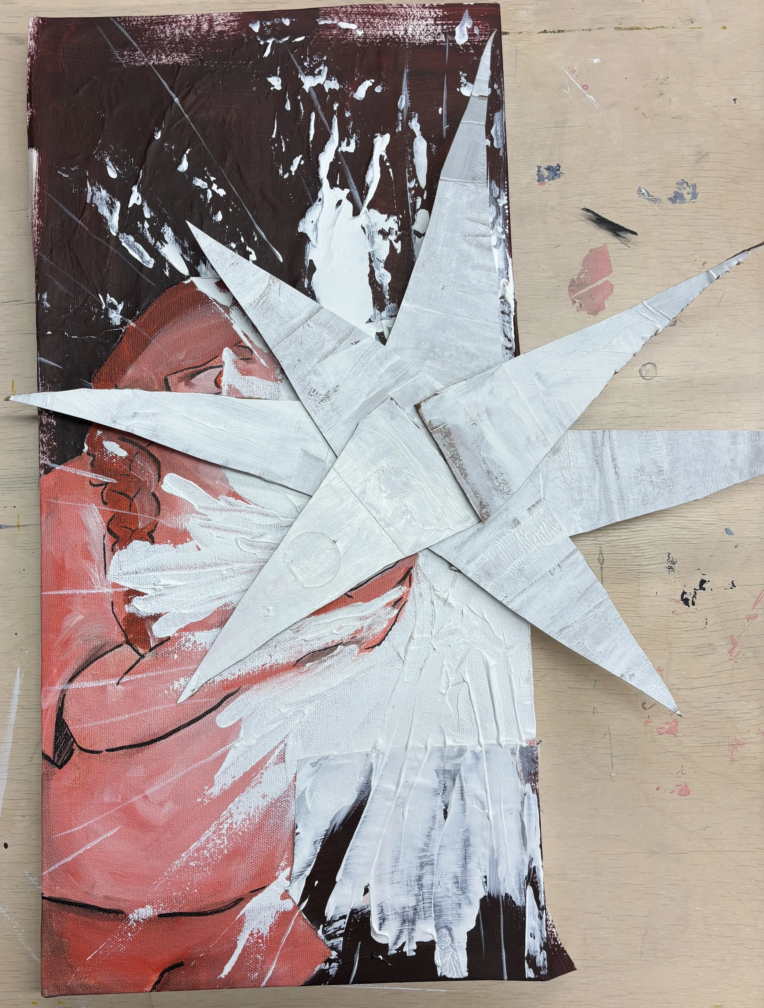 Light (acrylic paint, college, and ink) (2025) (3/3 triptych) 