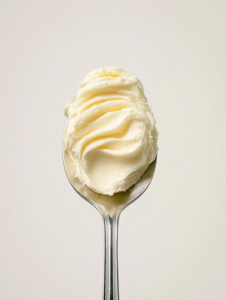 Spoon with creamy plant-based block