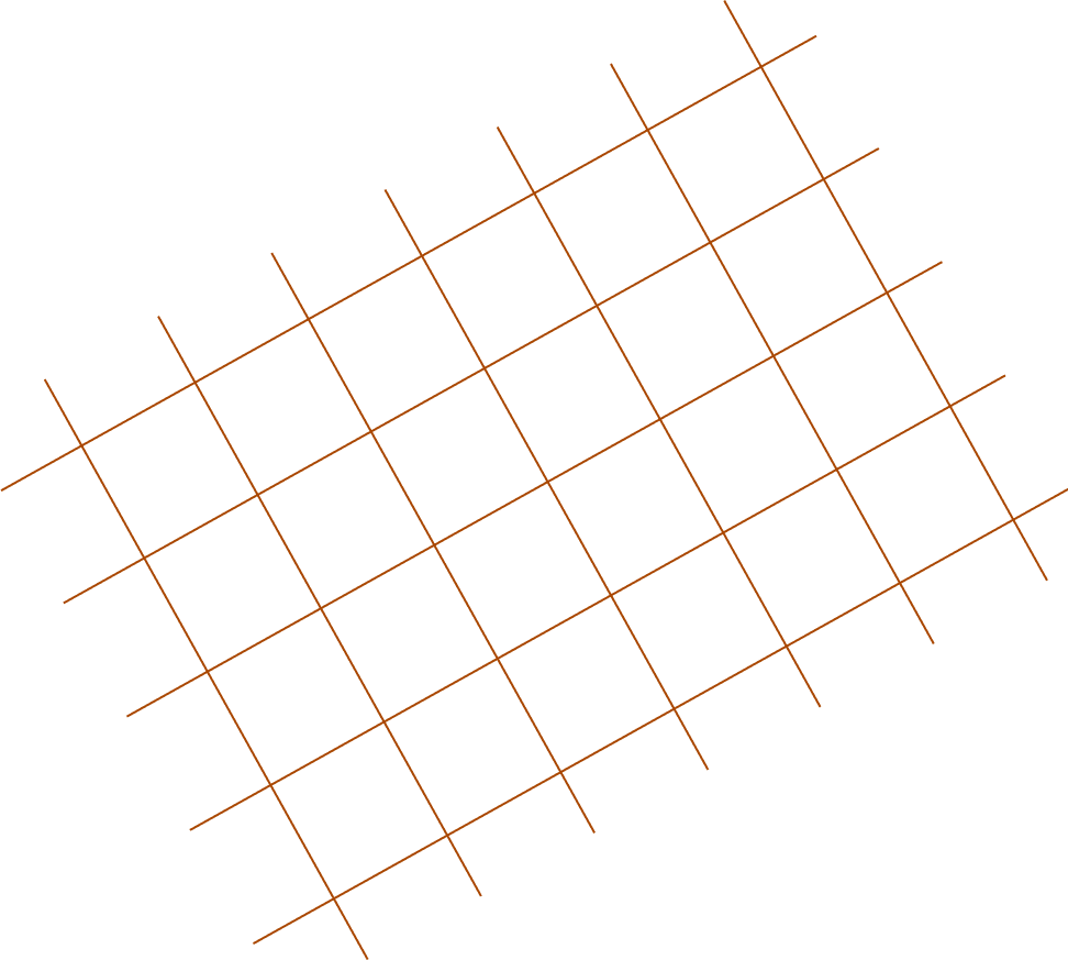 A metal grid structure with orange-brown lines, viewed at an angle.