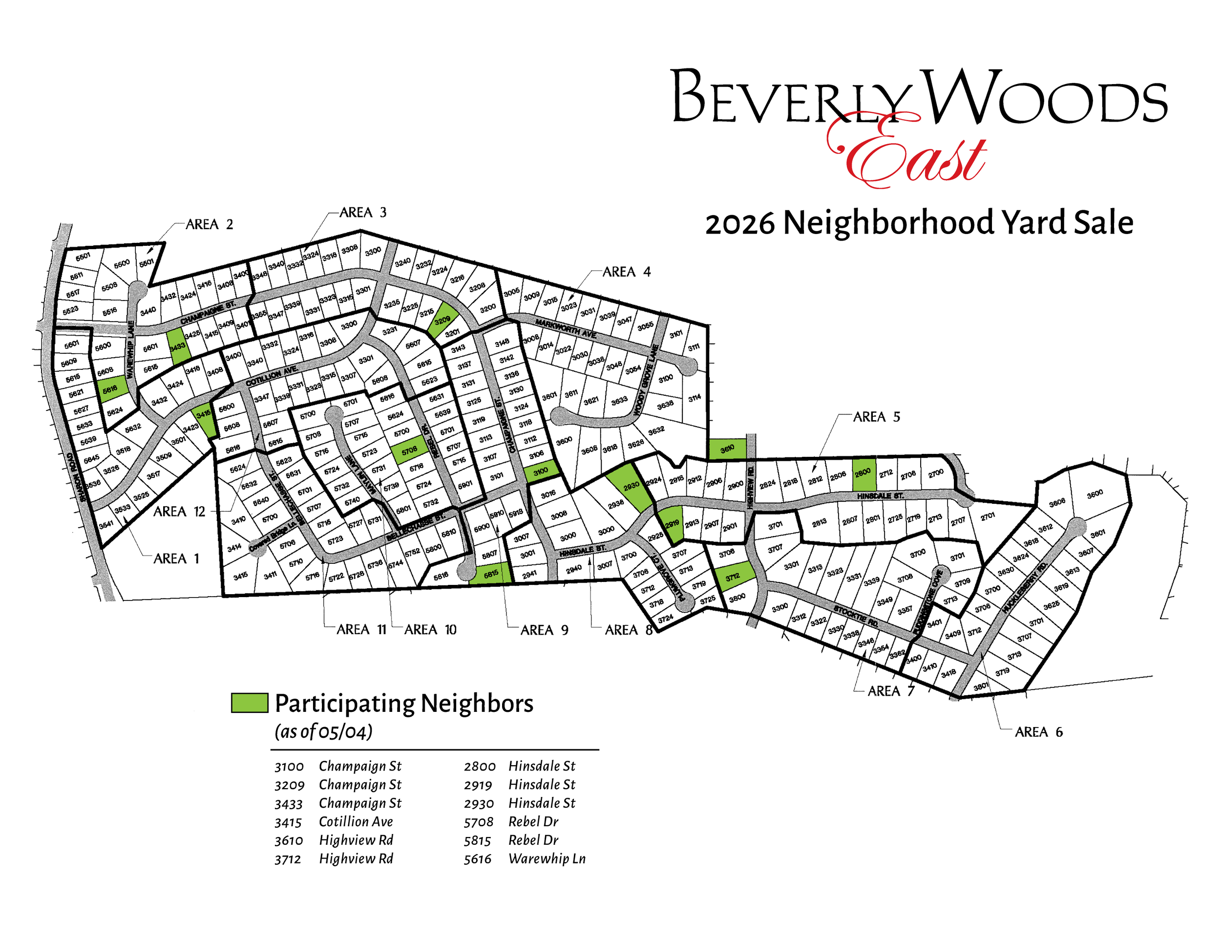 2026 BWE Yard Sale Map