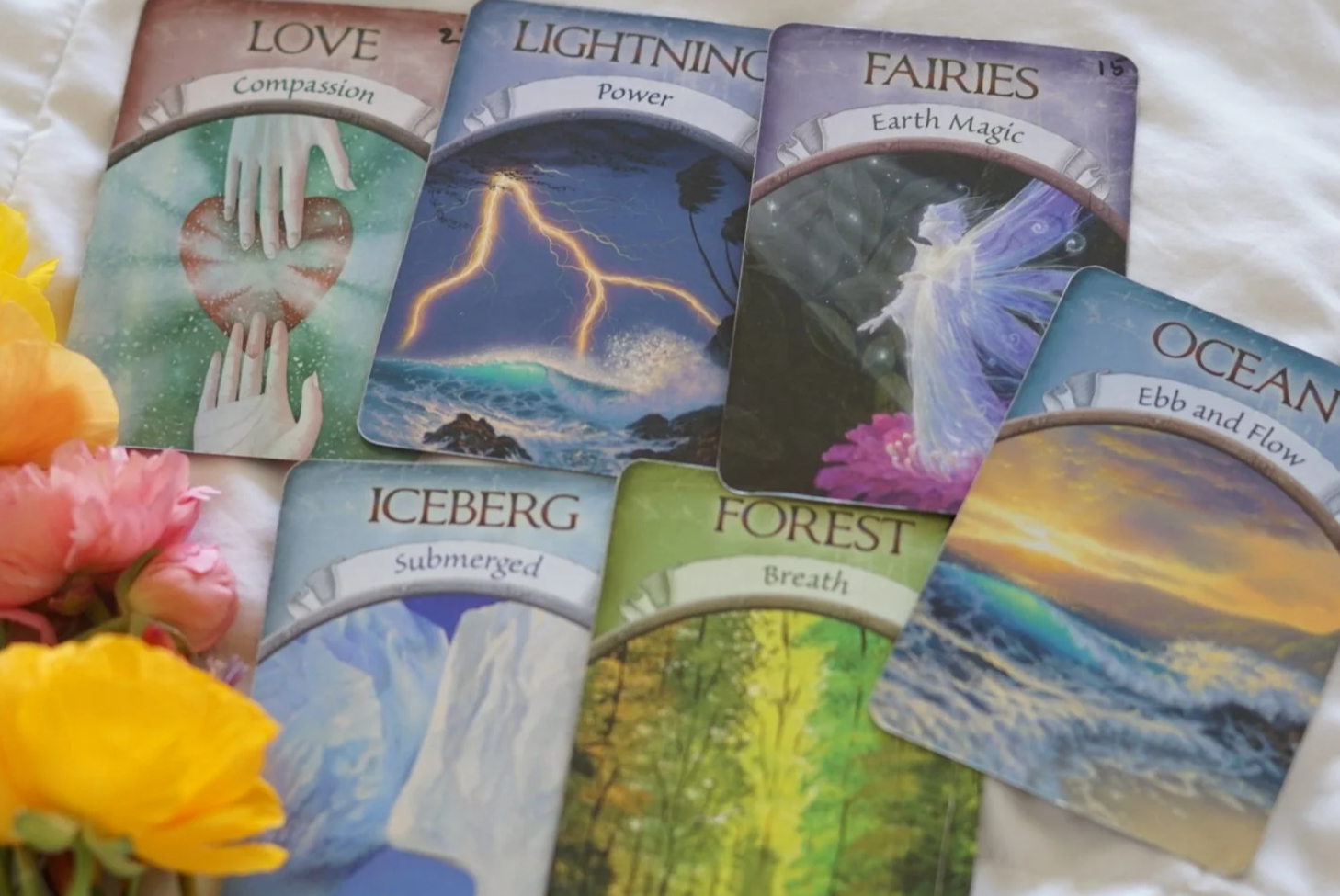 five cards from the earth magic oracle deck