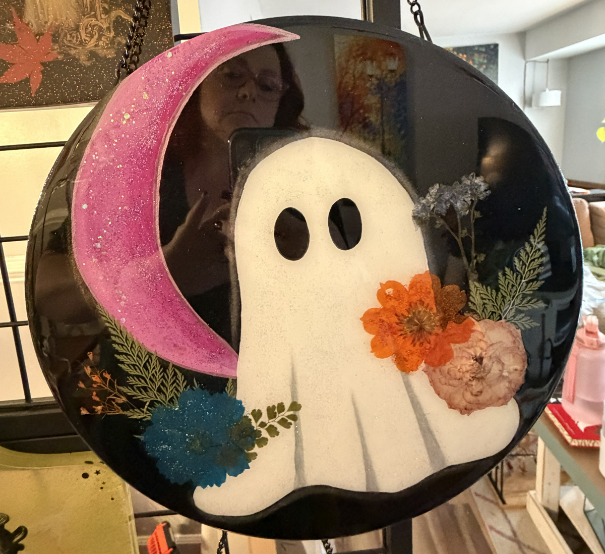 handpainted ghost wall hanging