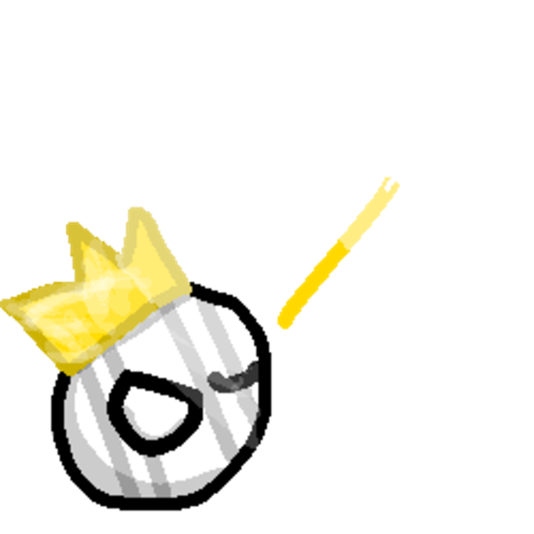 A cartoon volleyball with a yellow bow and sunglasses, inside a pink and yellow gift box, with a yellow straw.