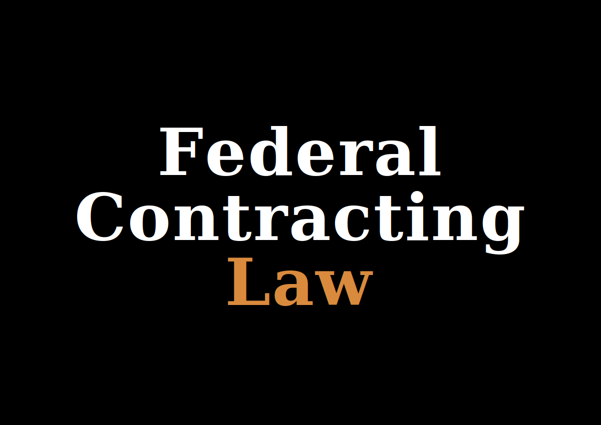 Black tile with graphics "Federal Contracting Law"