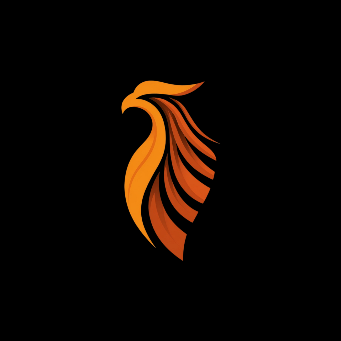 Phoenix Canyon logo; visual of an artistically drawn phoenix bird in shades of orange and red with a black background
