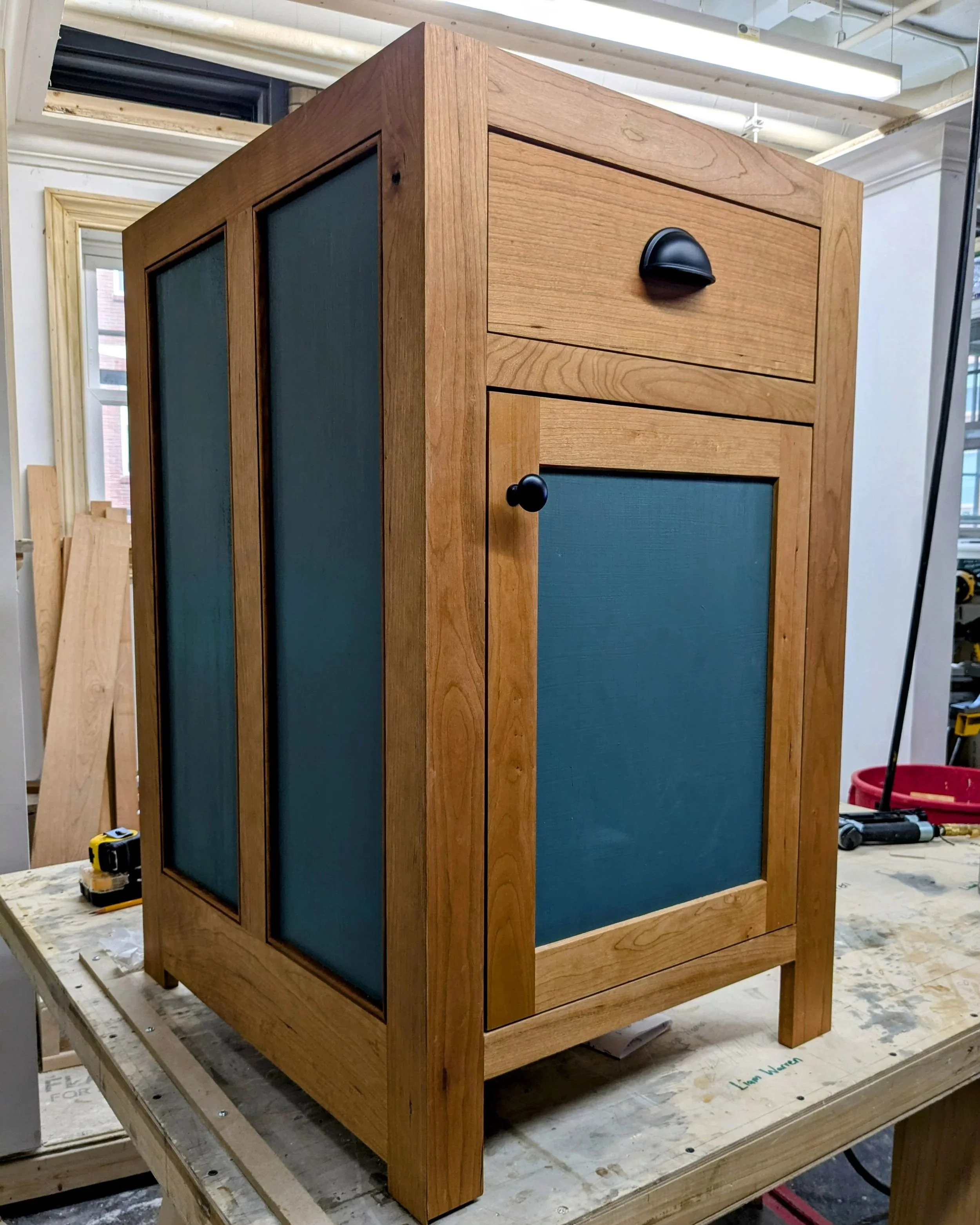 Cherry cabinet completed over 6 weeks, built interior carcass and cherry faceframe