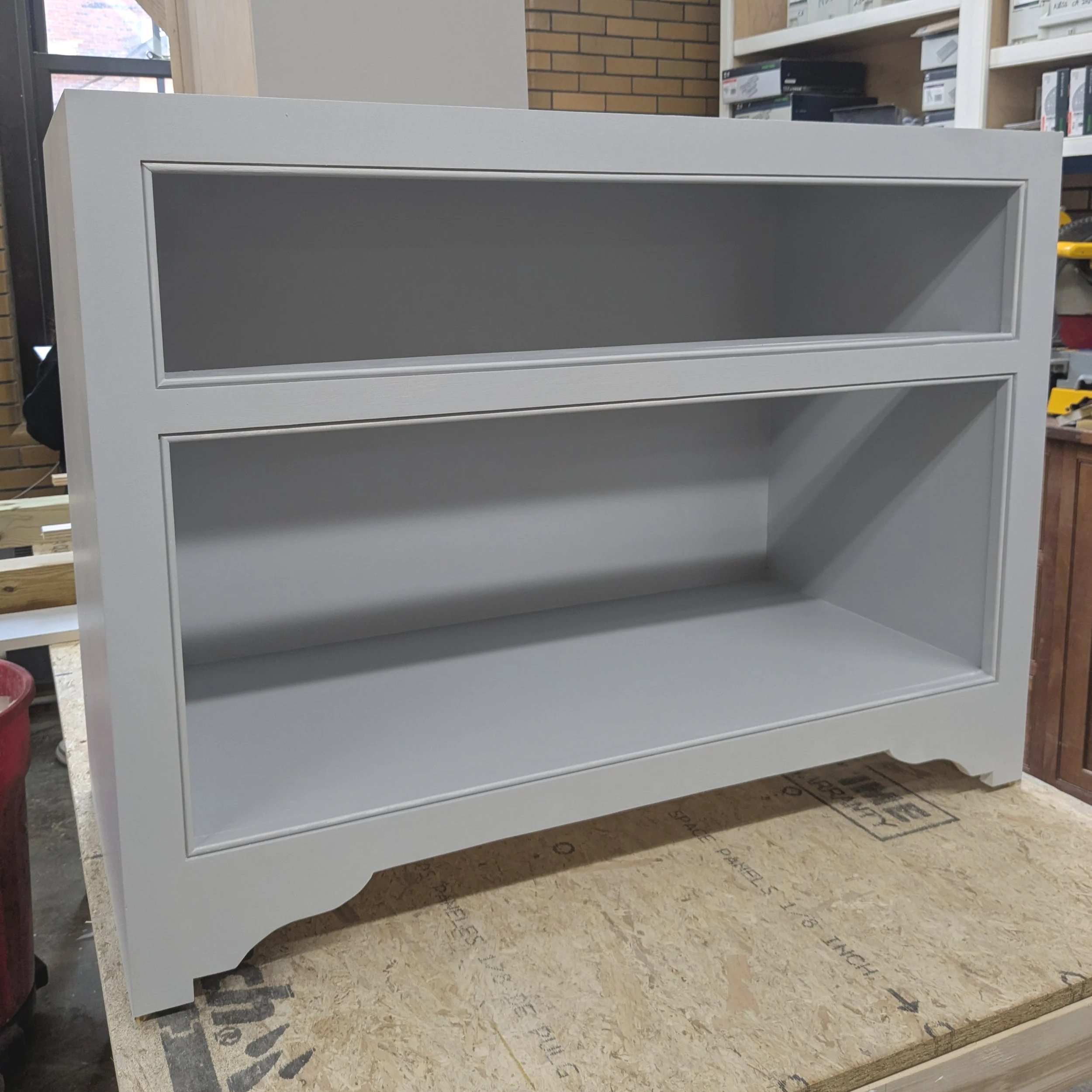 Final project created and installed permanent cabinets - proud of the bottom detail on this!