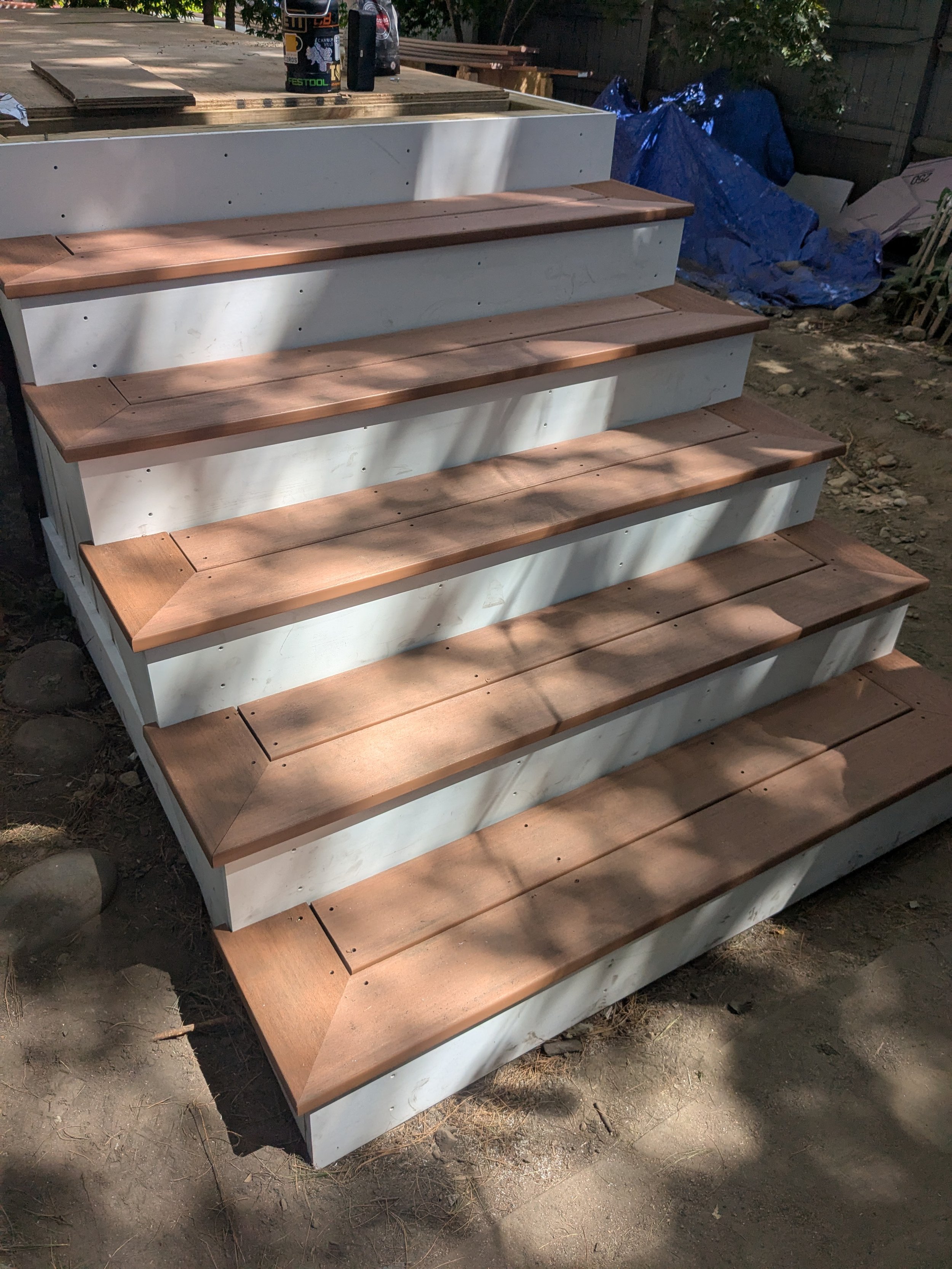 Trimmed out exterior stairs