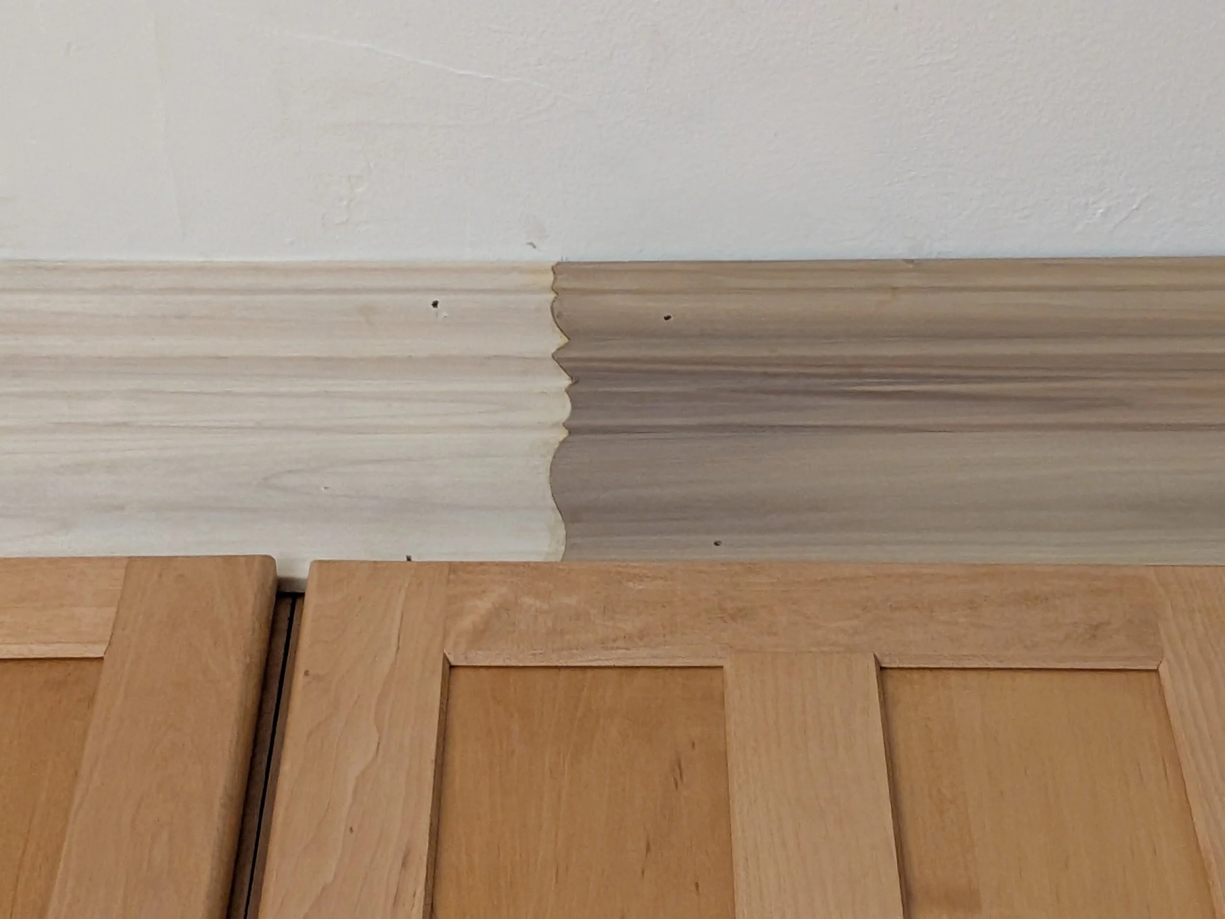 A perfect scarf joint on crown moulding