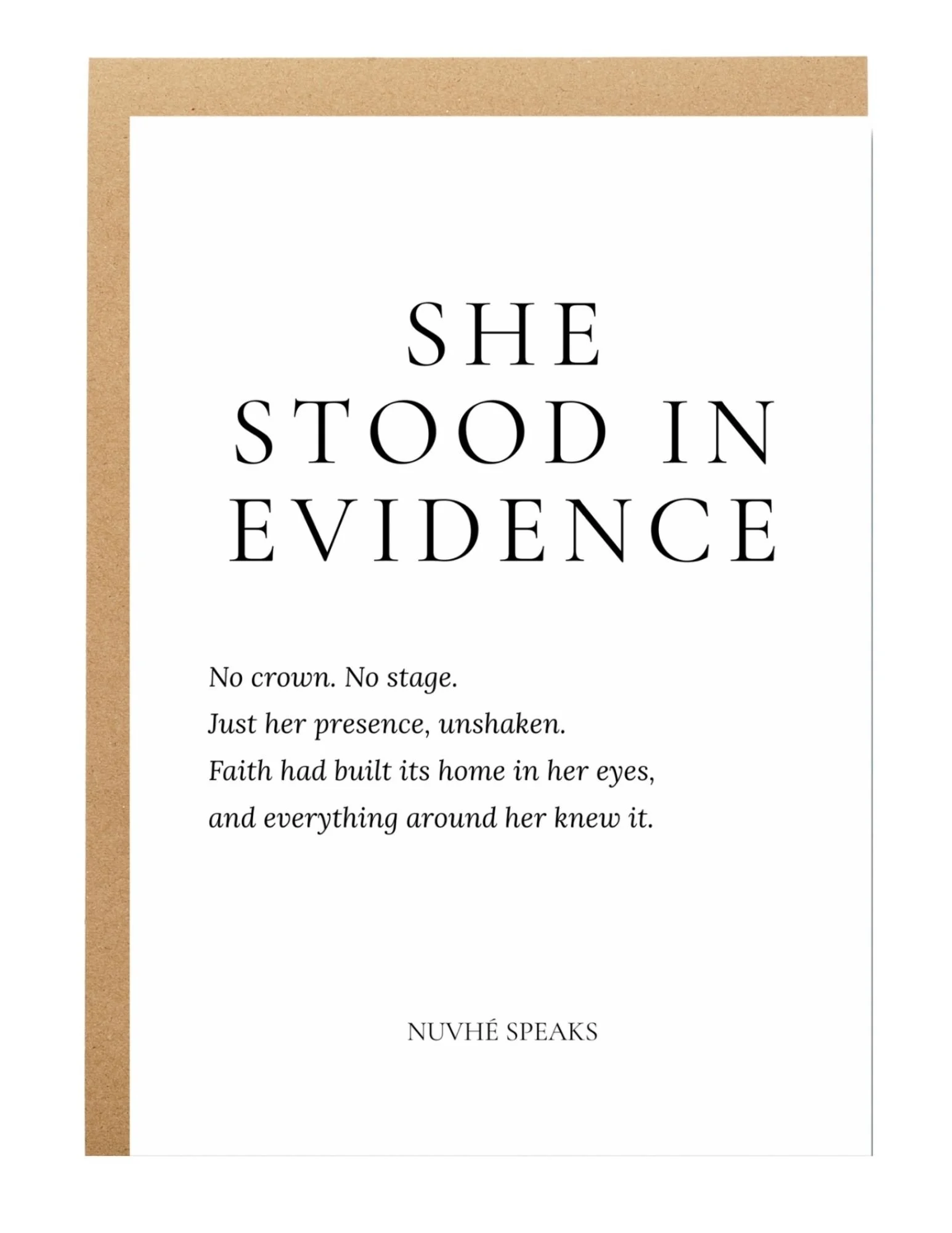 she stood in evidence empowering greeting card by nuvhe speaks