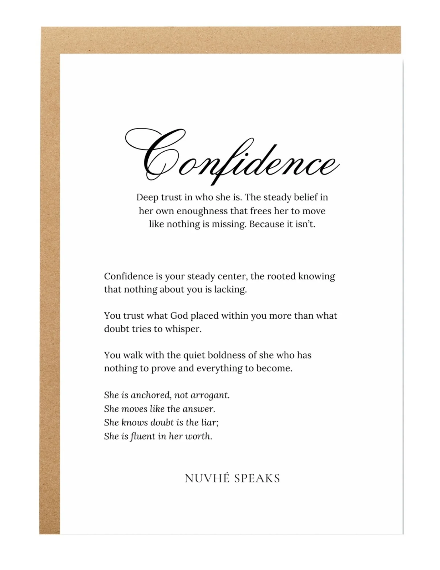 confidence quote empowering women greeting card by nuvhe speaks