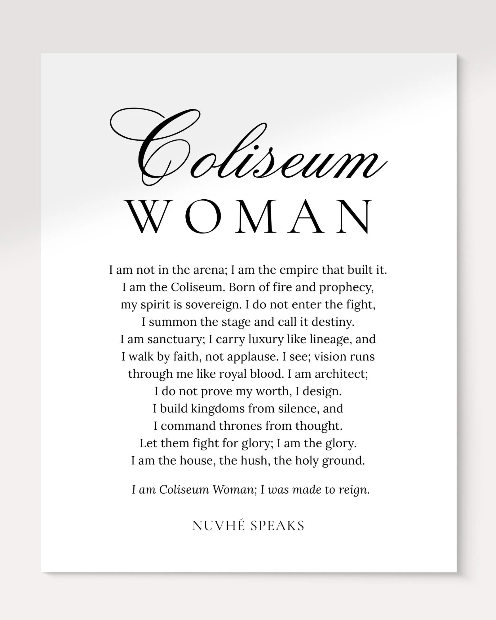 coliseum woman art print quote by nuvhe speaks