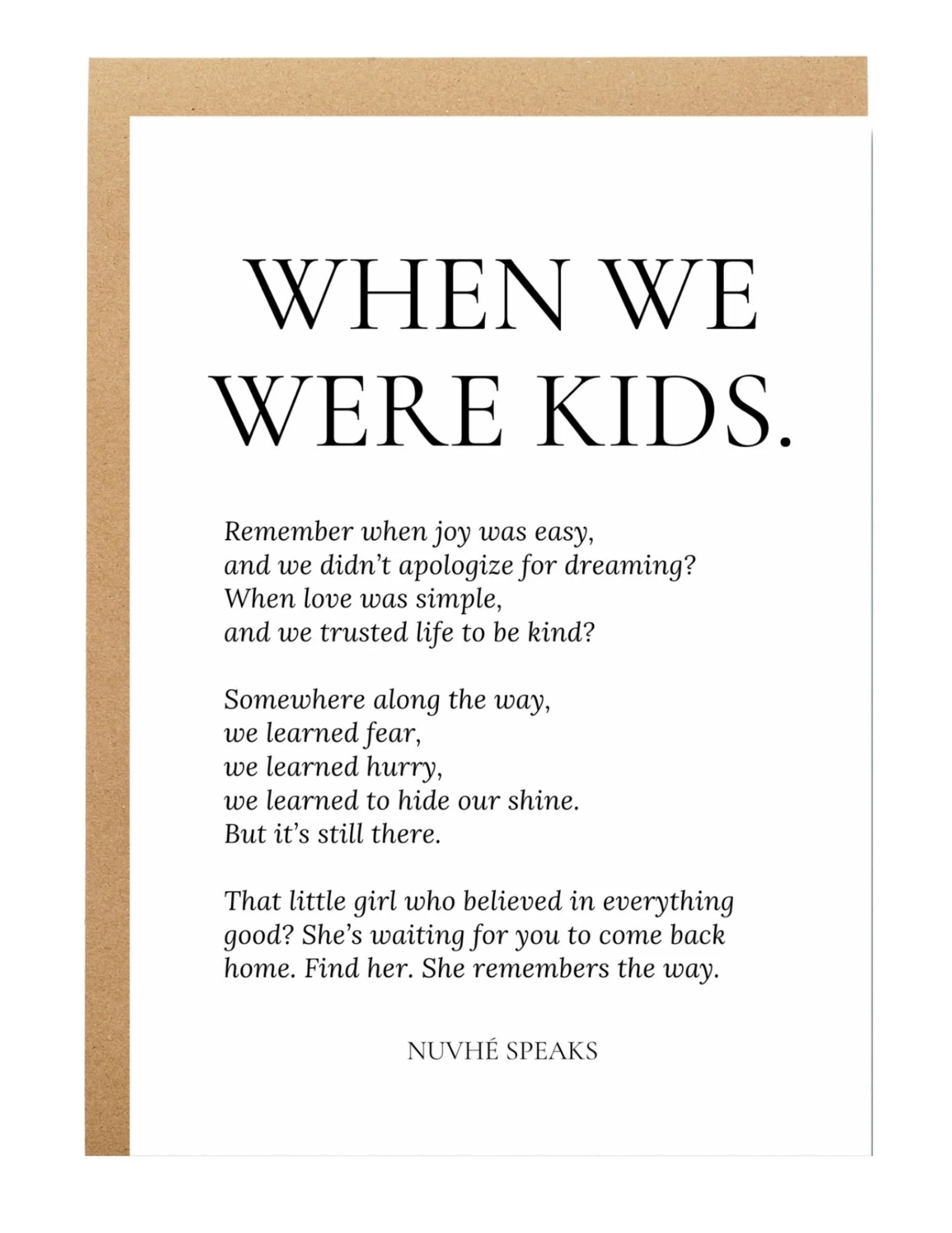when we were kids inner child message for women greeting card by nuvhe speaks