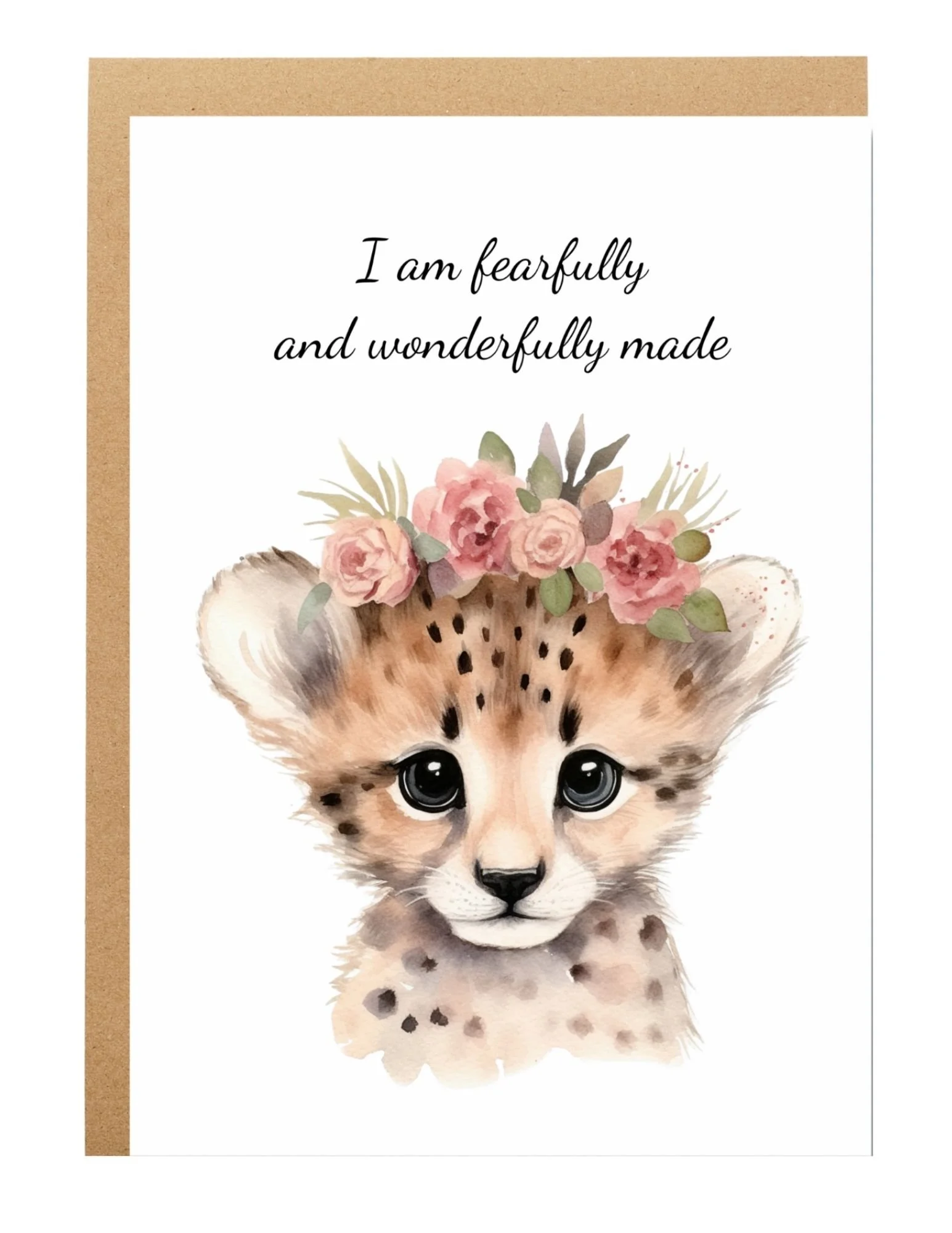 i am fearfully and wonderfully made greeting card with baby cheetah nuvhe speaks