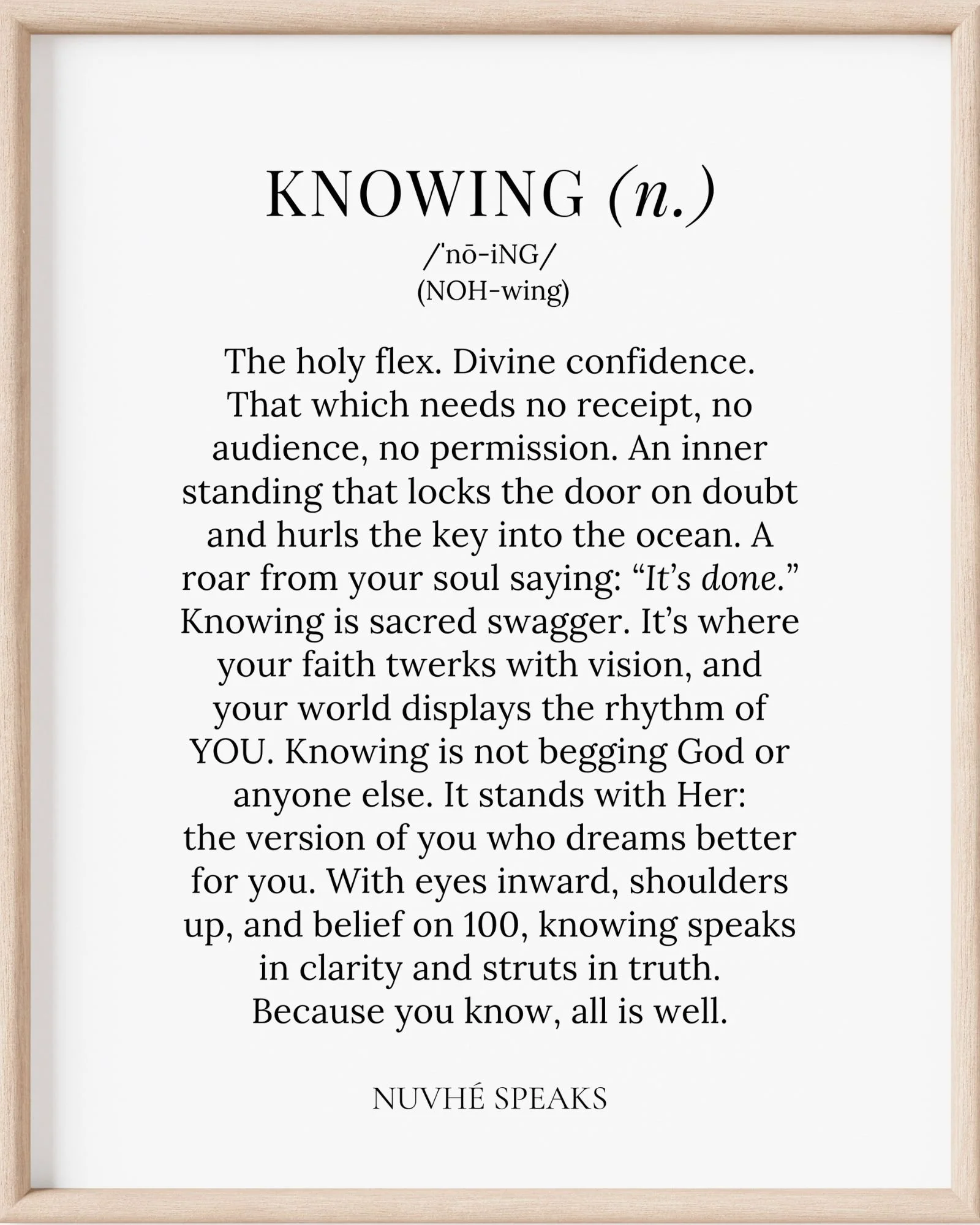 knowing definition wall art print nuvhe speaks