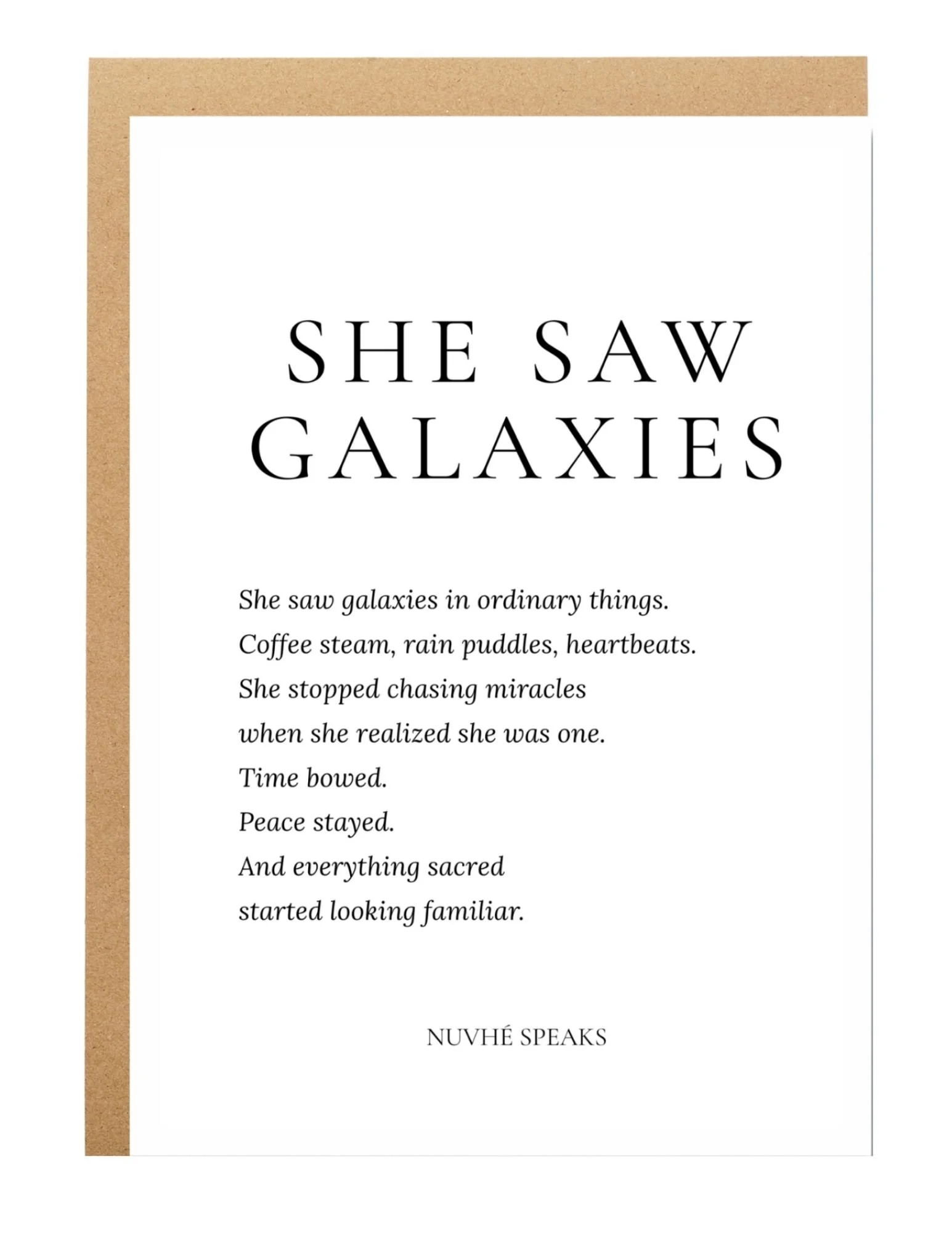 She Saw Galaxies inspirational quote for women greeting card by nuvhe speaks