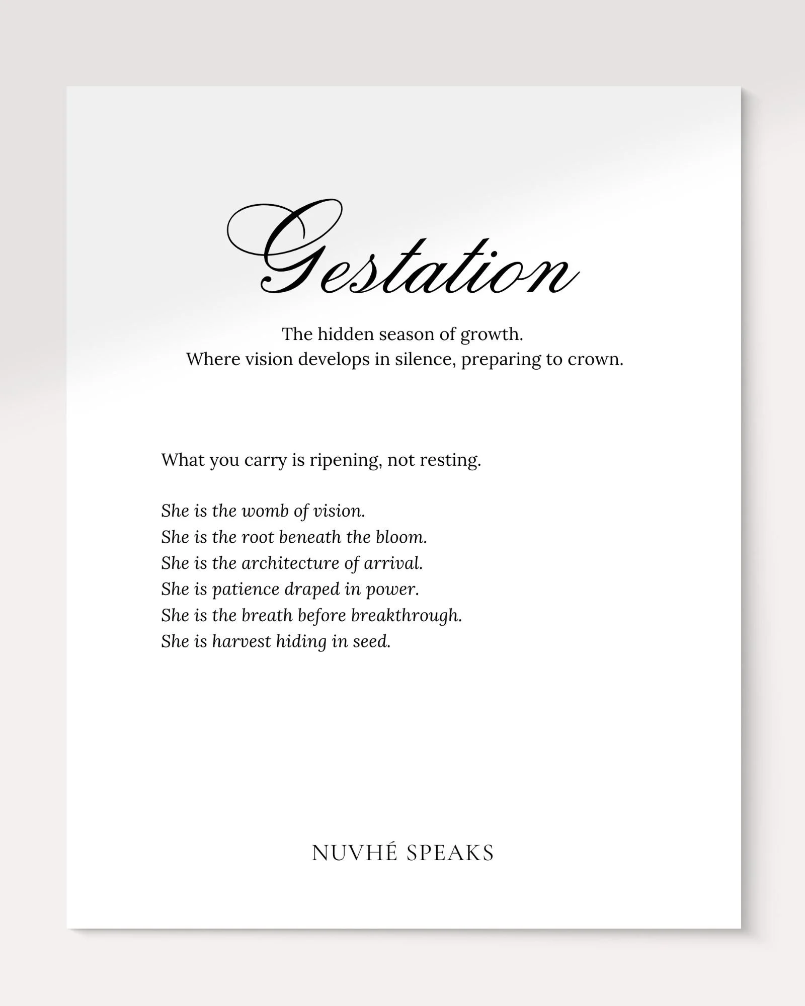 gestation quote from coliseum woman by nuvhe speaks
